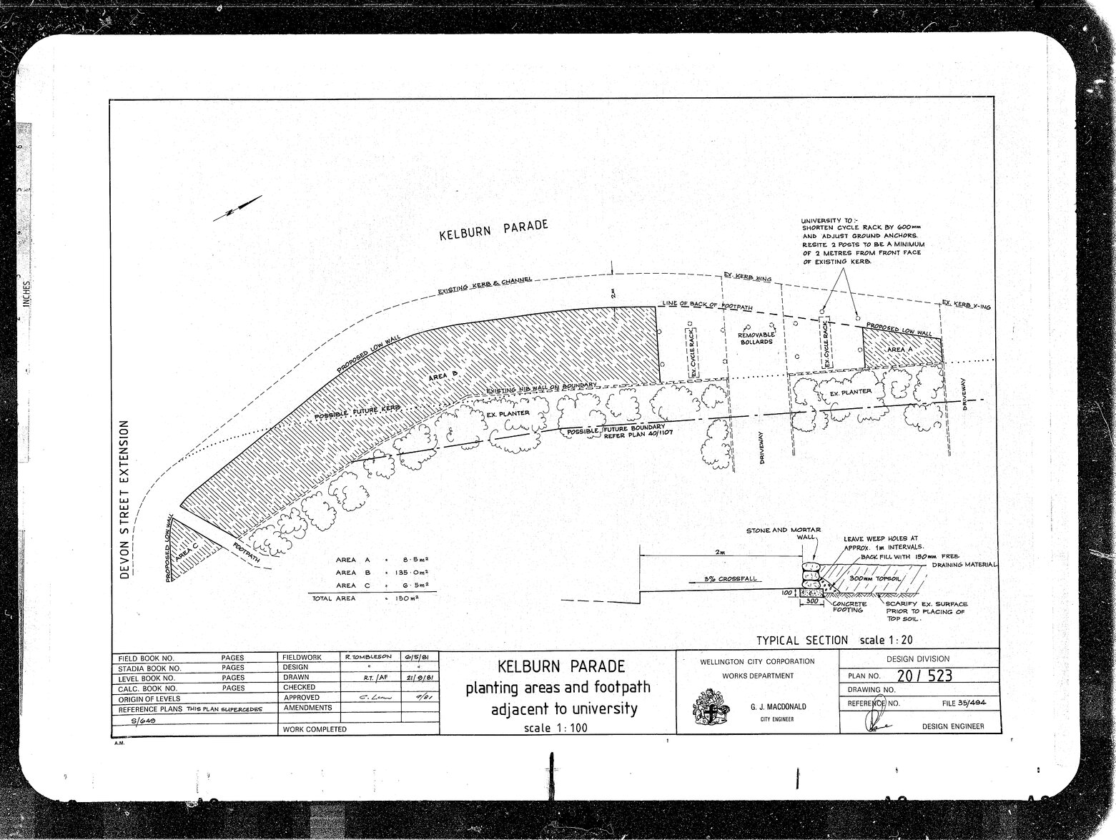 Kelburn Parade, Planting Areas &amp; Footpath Adjacent to University