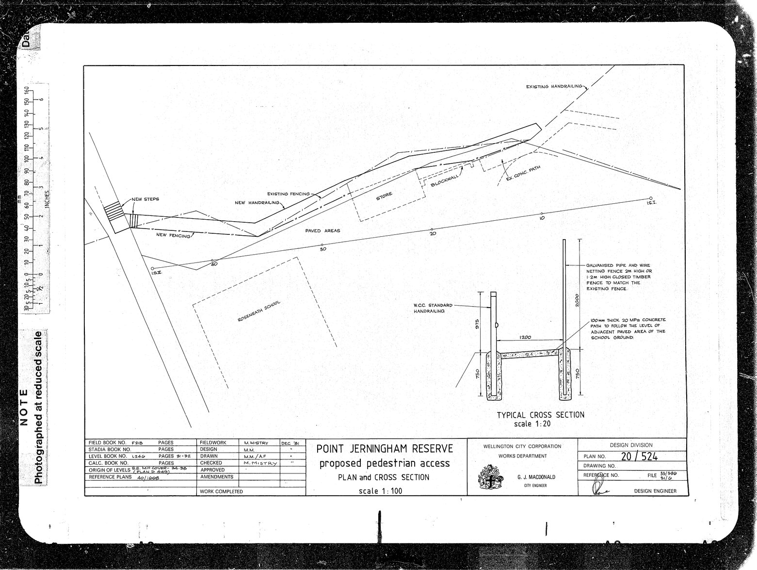 Point Jerningham Reserve, Proposed Pedestrian Access, Plan and Cross Section