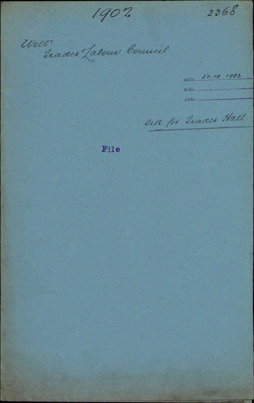 Site for Trades Hall, Trades Labour Council