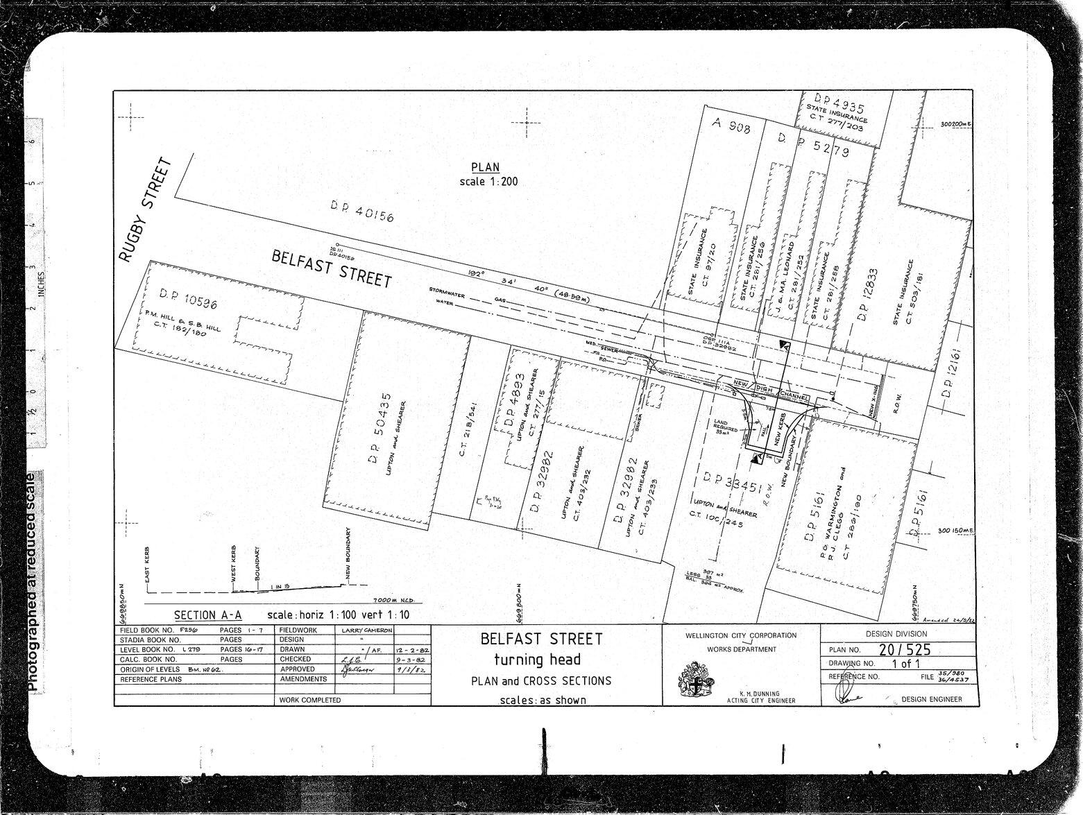 Belfast Street, Turning Head, Plan and Cross Section