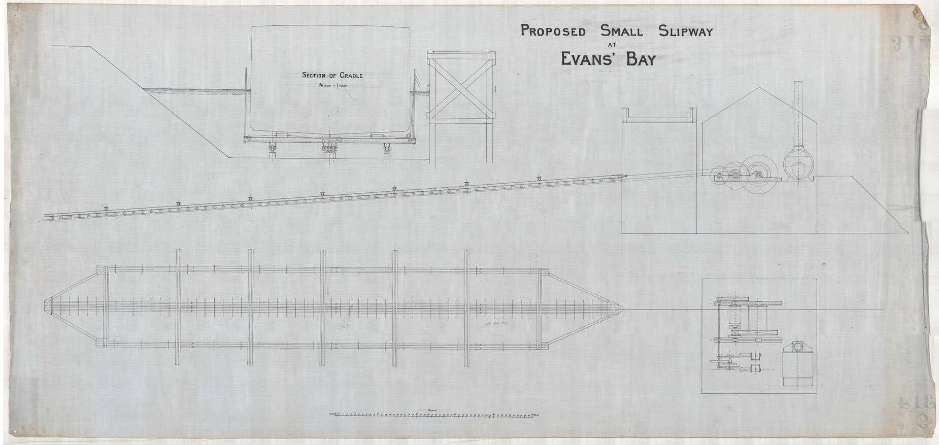 Proposed small slipway at Evans Bay, section of cradle