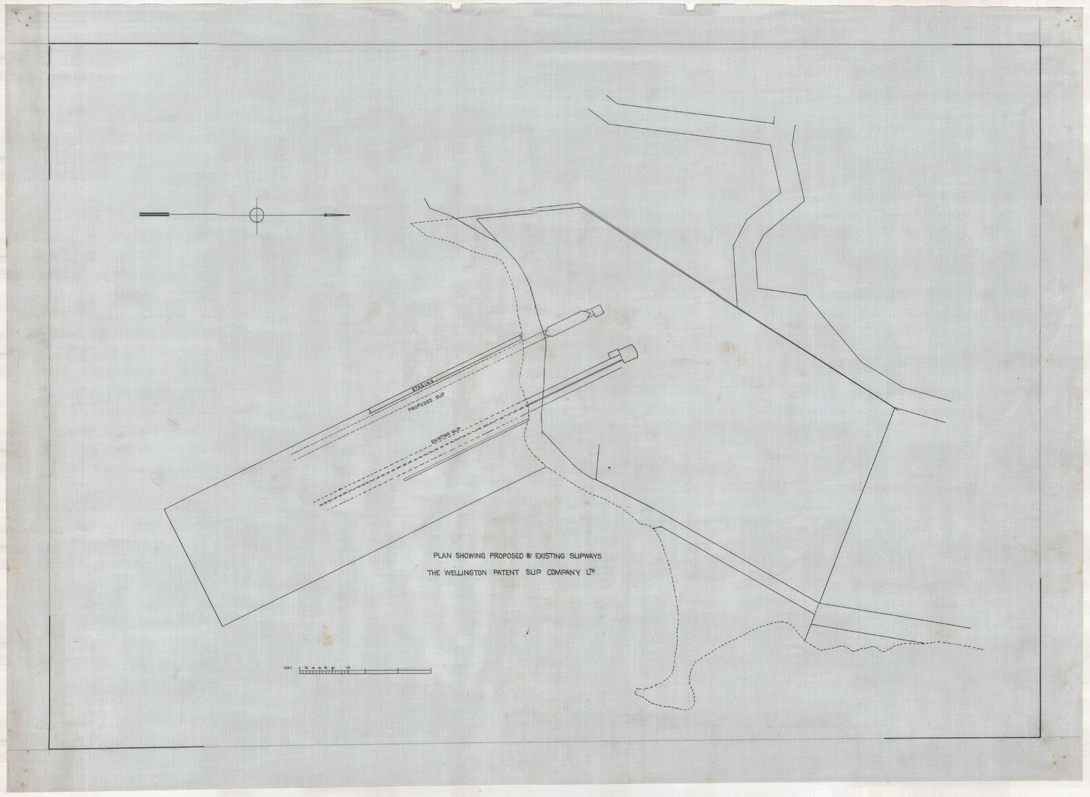 Plan showing proposed and existing slipways, The Wellington Patent Slip Company Ltd