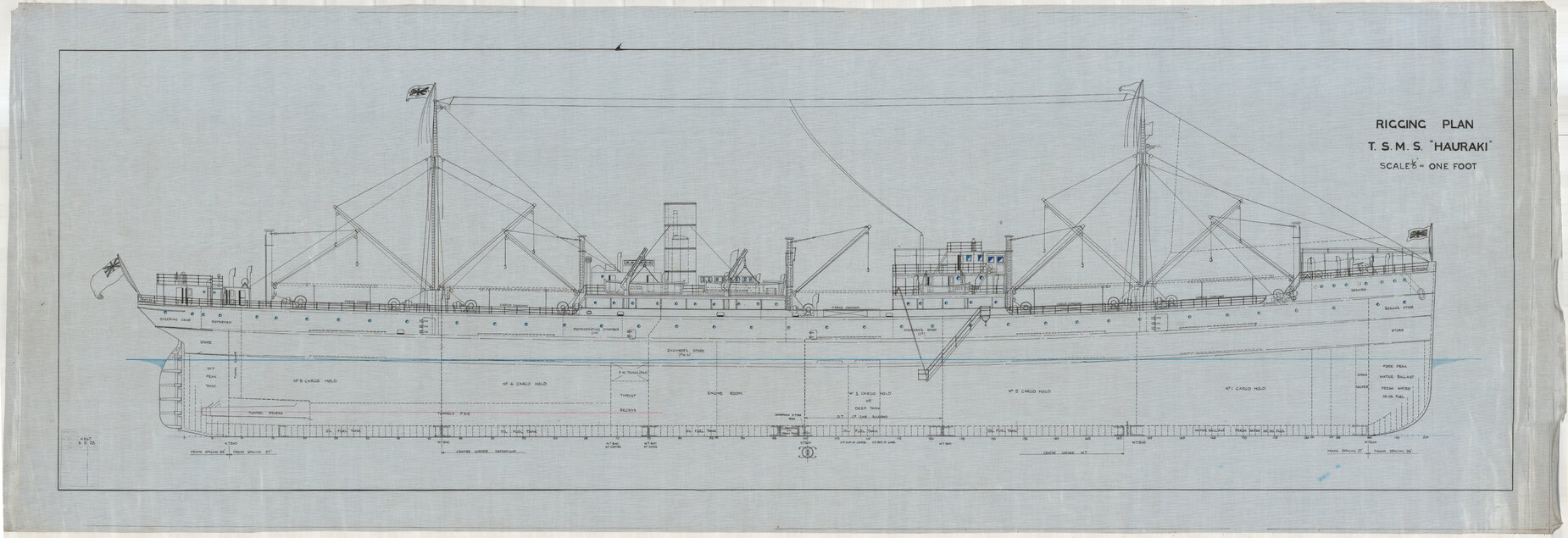 TSMS Hauraki, rigging plan