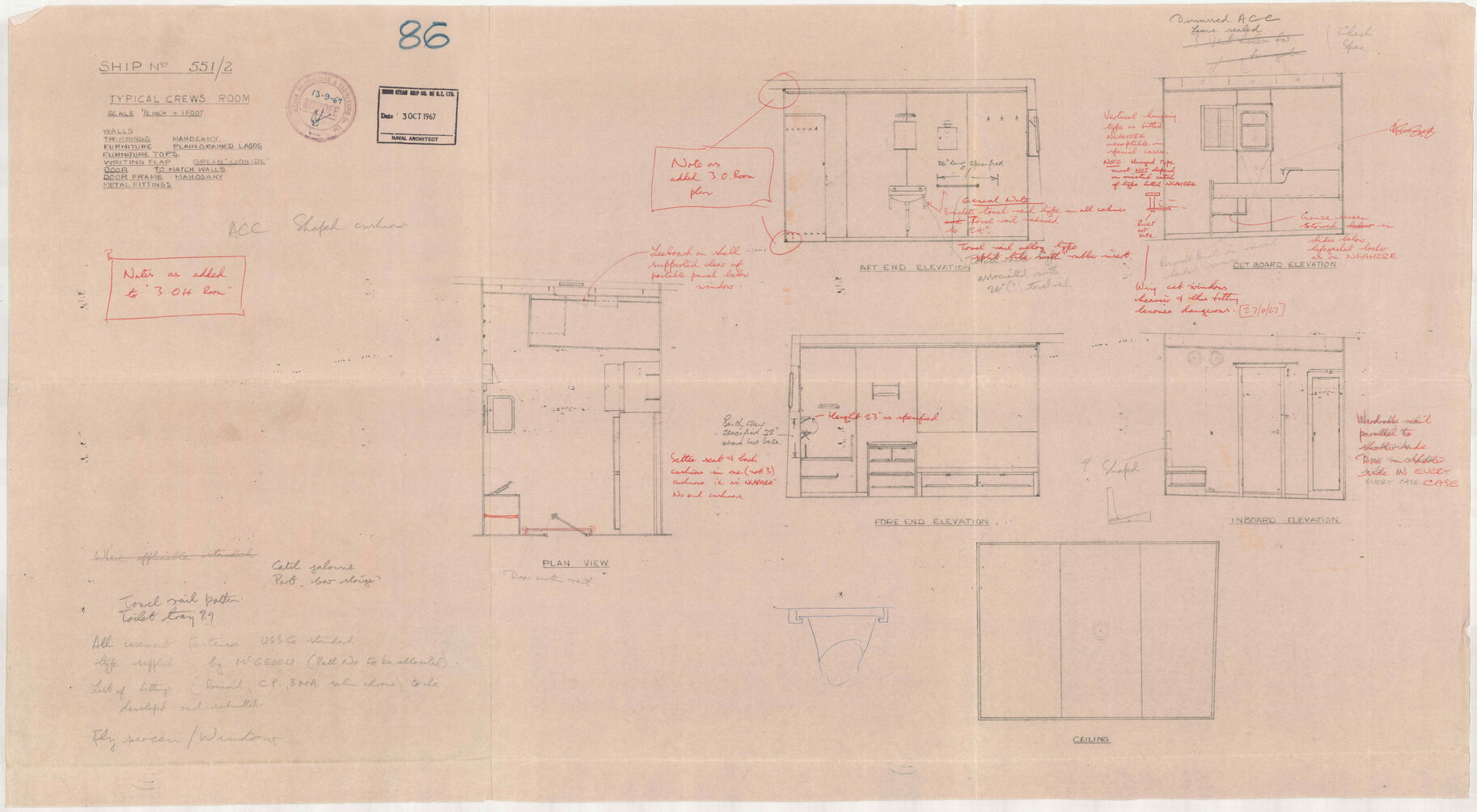 [TSMV Maheno and Marama] Typical crews room