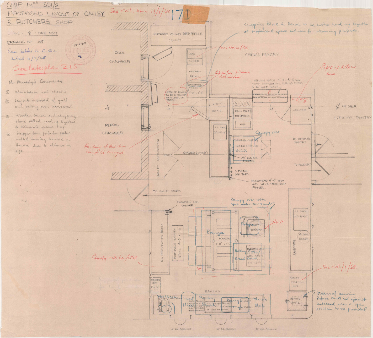 [TSMV Maheno and Marama] Proposed layout of galley and butchers shop
