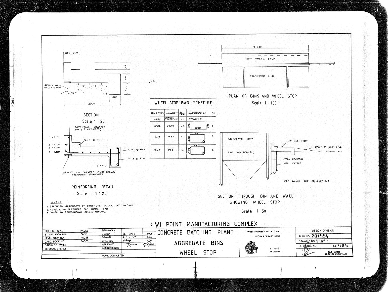 Kiwi Point Manufacturing Complex, Concrete Batching Plant, Aggregate Bins, Wheel Stop