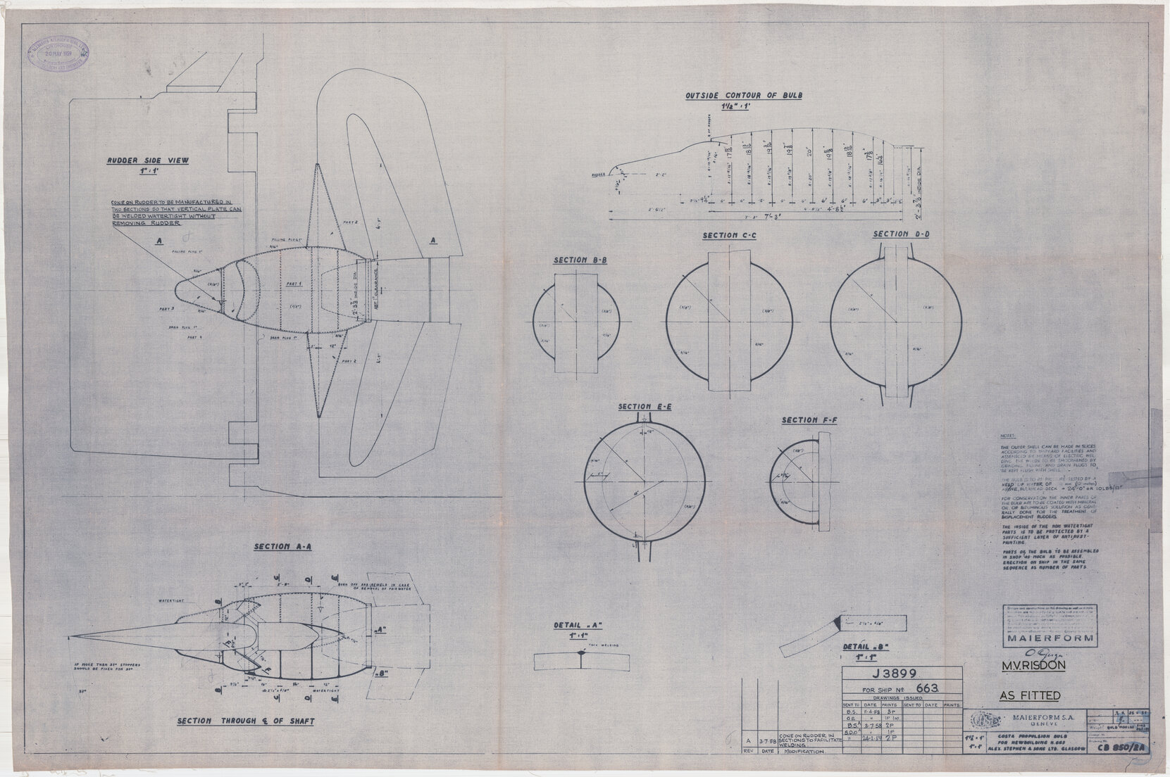 MV Risdon, as fitted rudder side view
