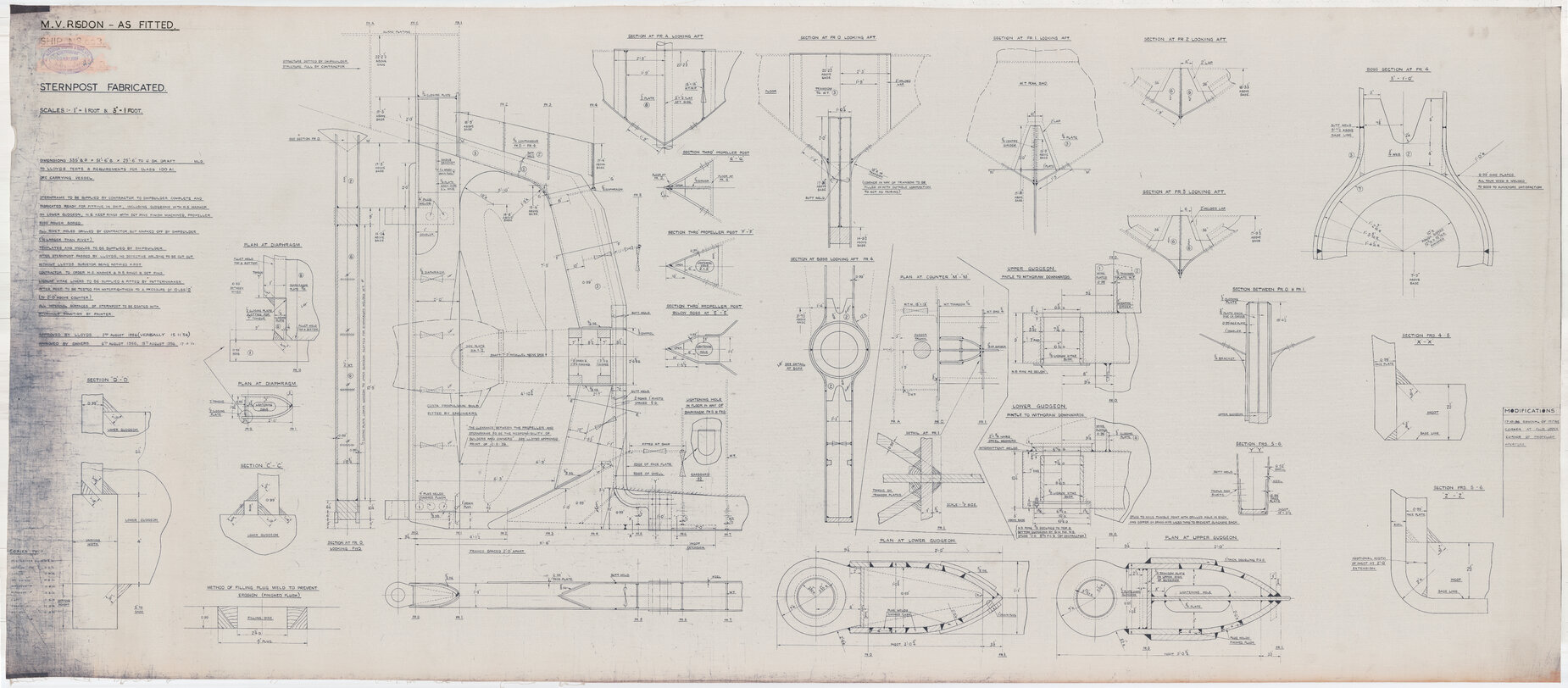 MV Risdon, as fitted sternpost fabricated