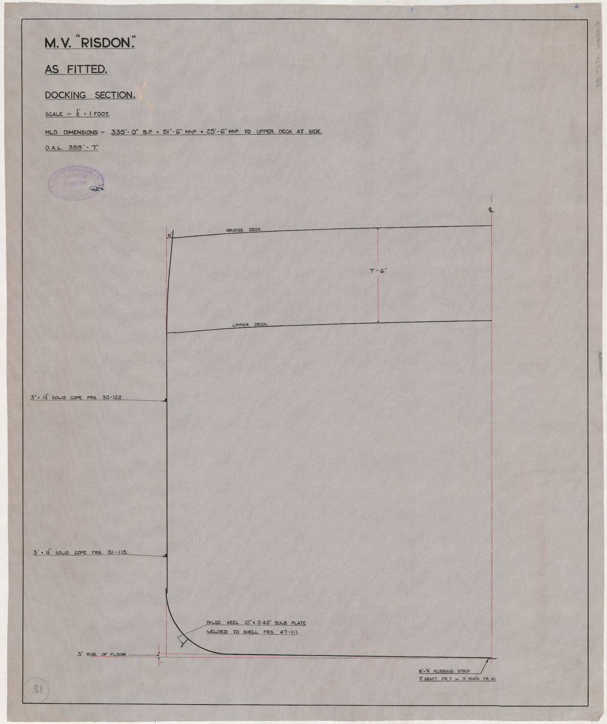 MV Risdon, as fitted docking section