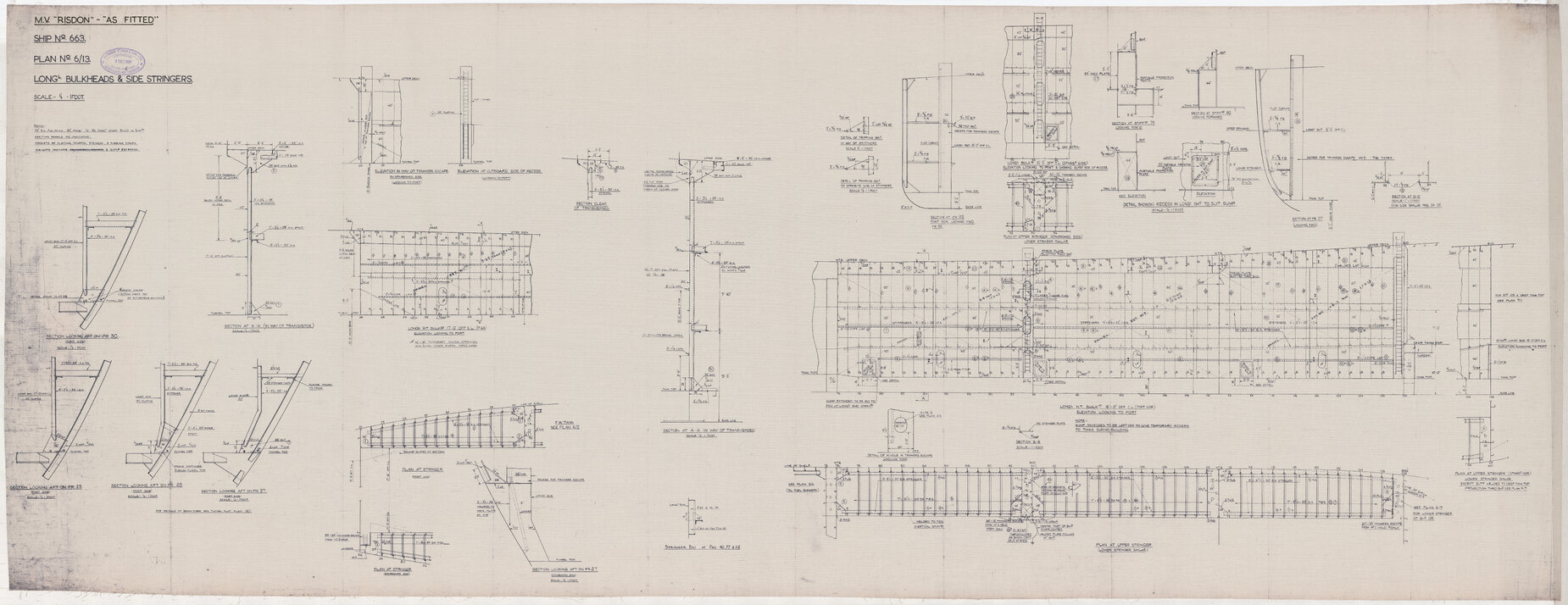 MV Risdon, long bulkheads and side stringers