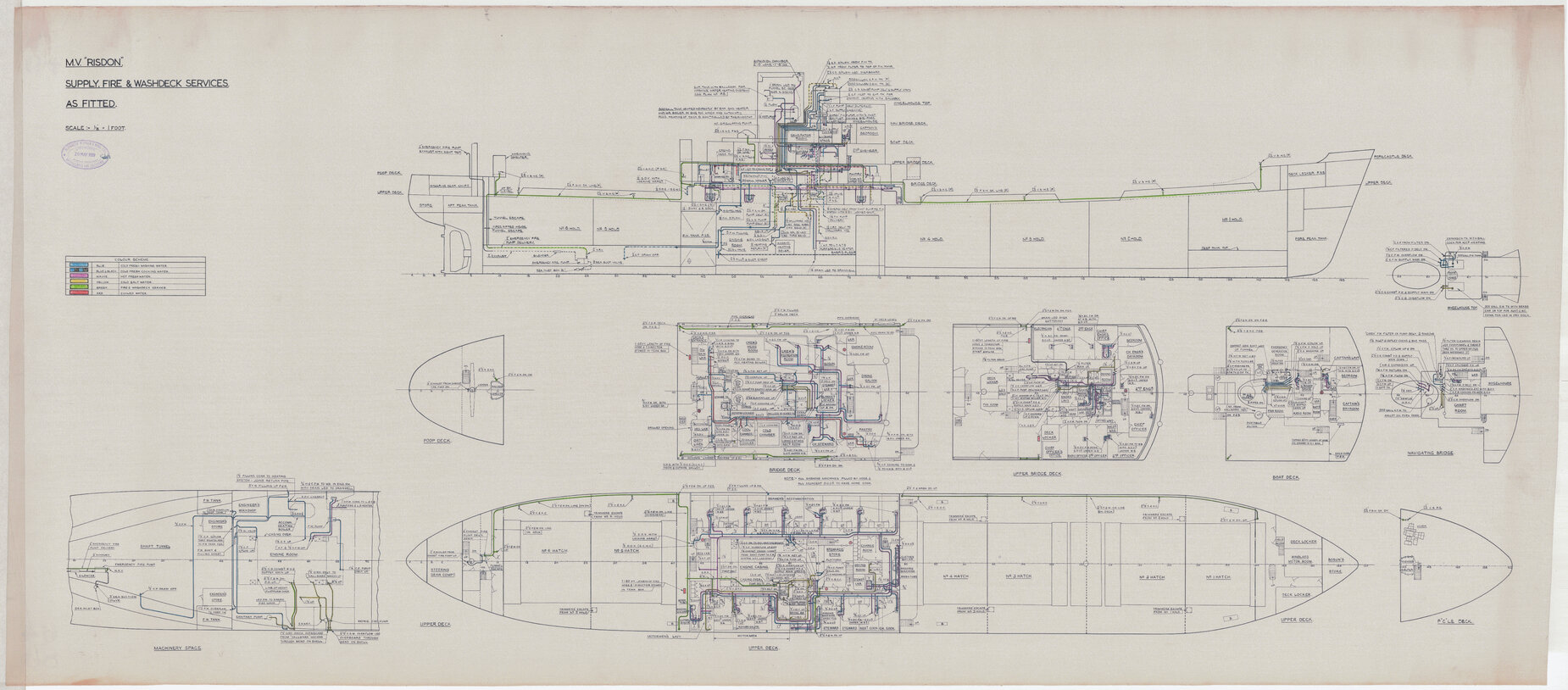 MV Risdon, supply, fire and washdeck services as fitted