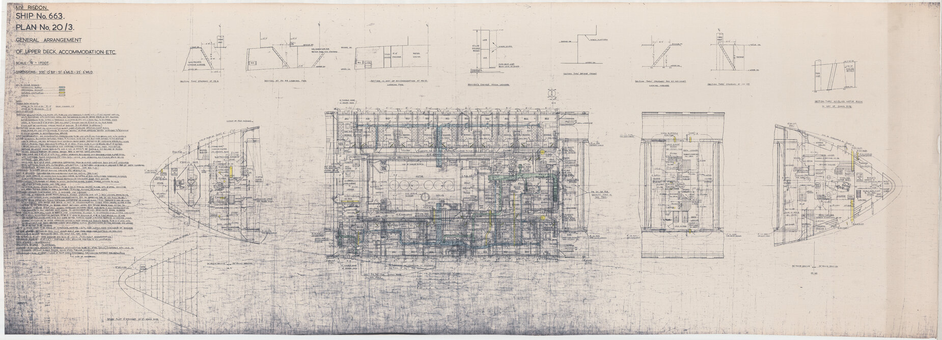 MV Risdon, general arrangement of upper deck, accommodation, etc.