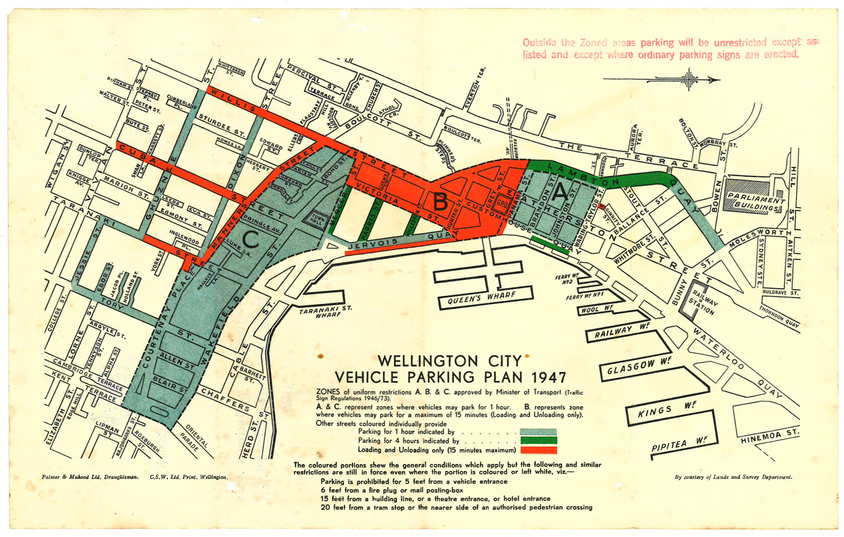 Wellington City Council, Wellington City Business Area Vehicle Parking Plan 1947