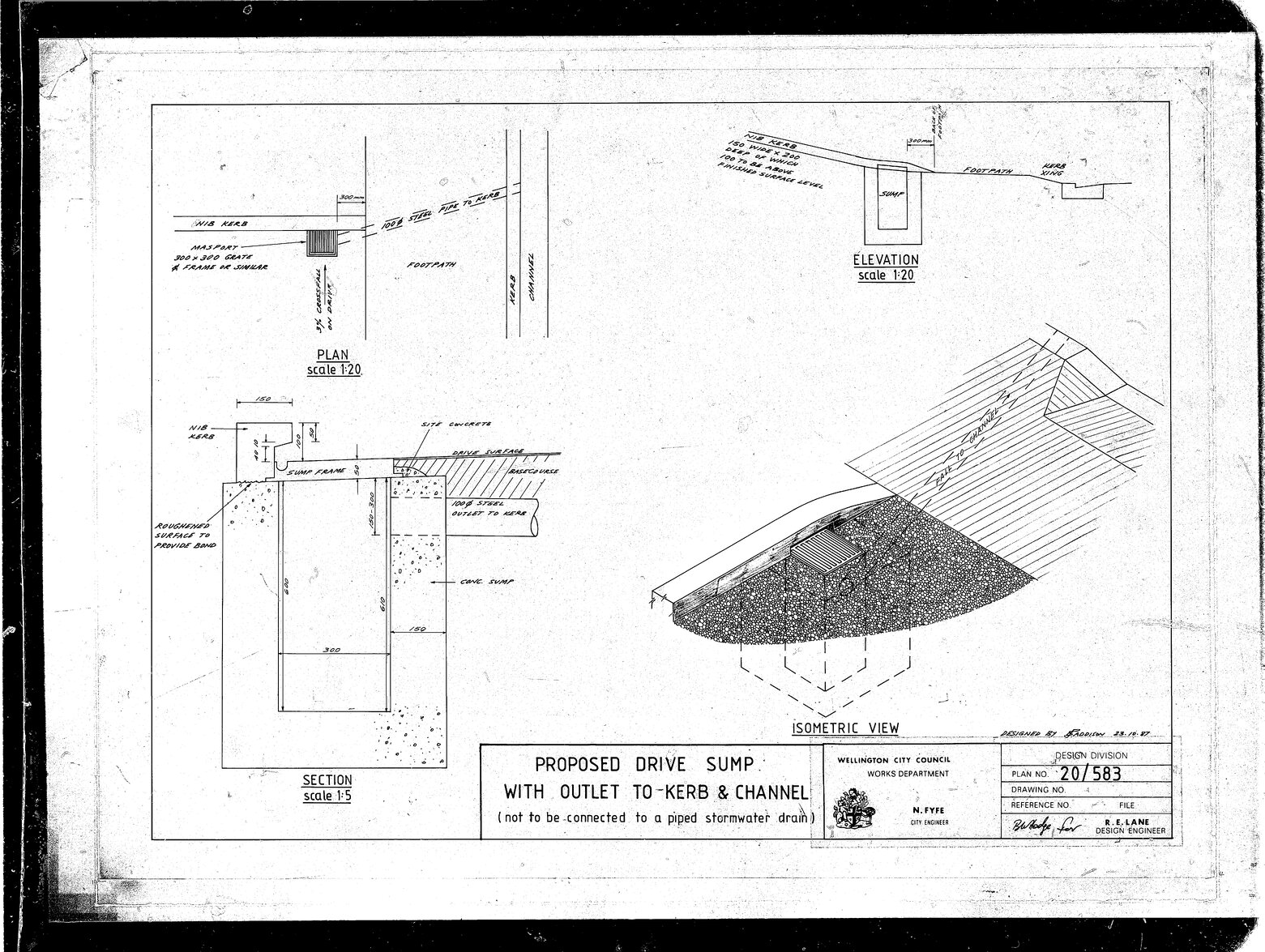 Proposed drive sump with outlet to kerb and channel