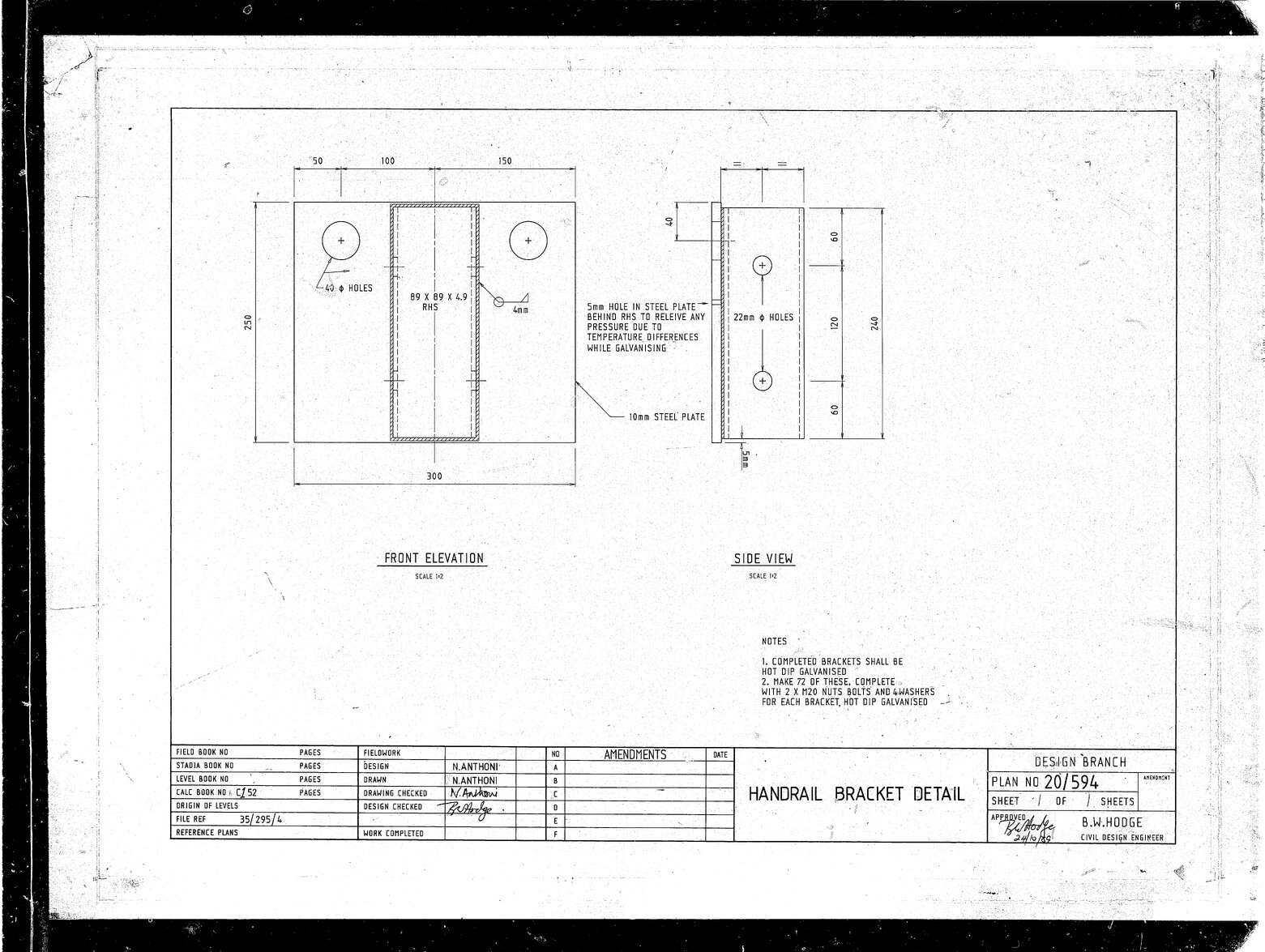 Handrail Bracket detail