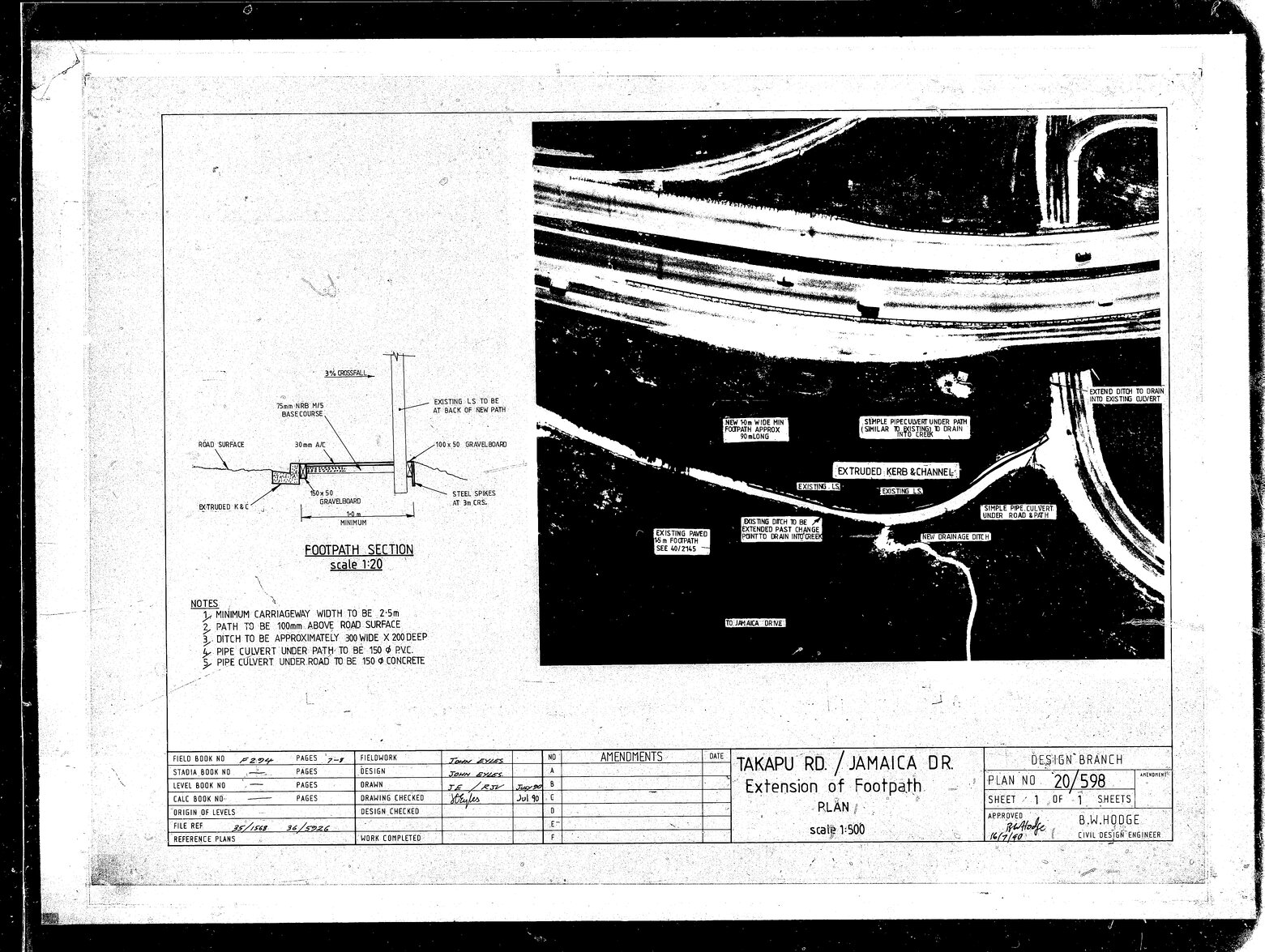 Takapu Road, Jamaica Drive, Extension of Footpath