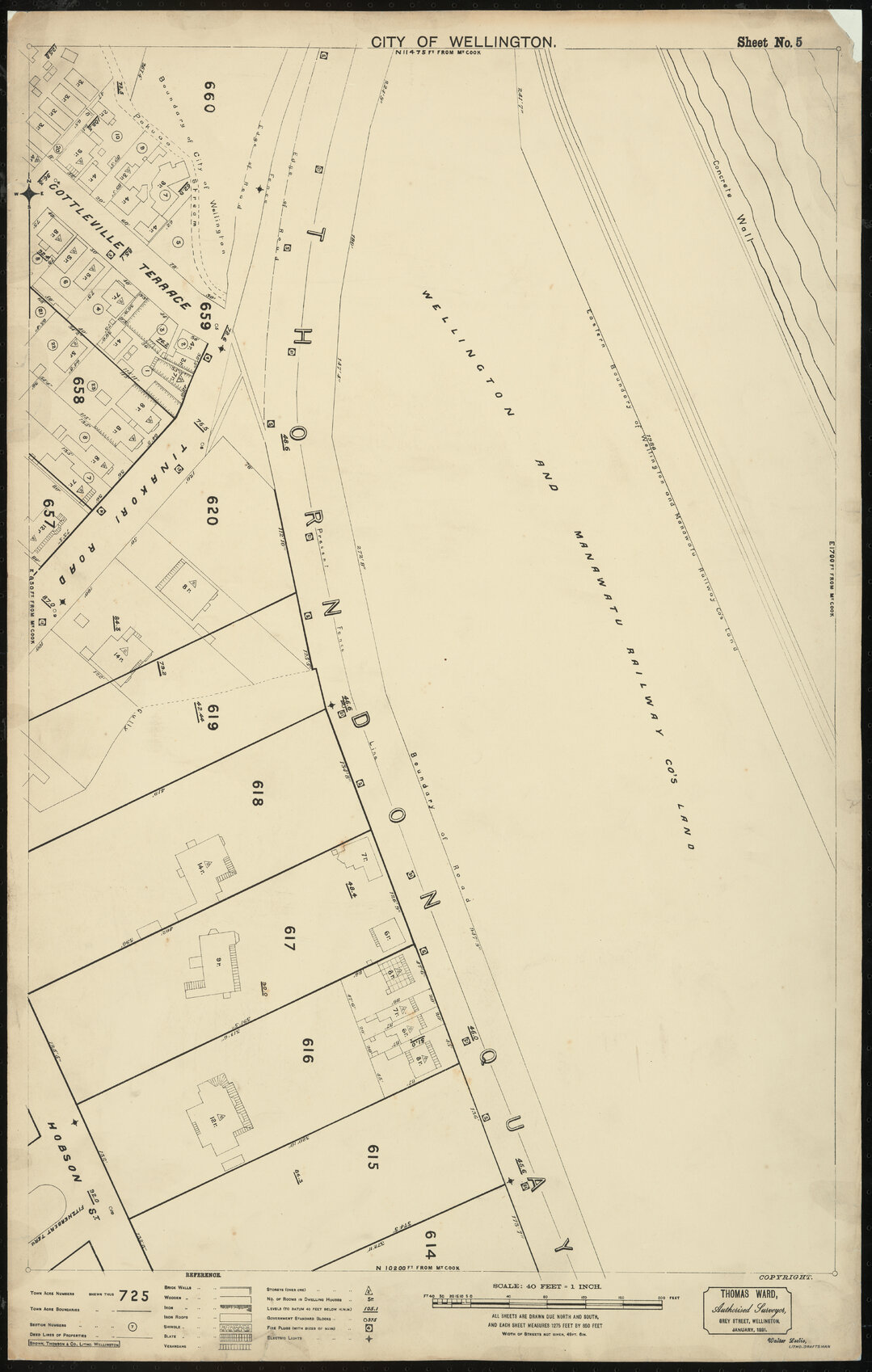 Thomas Ward survey map of Wellington City, sheet 5