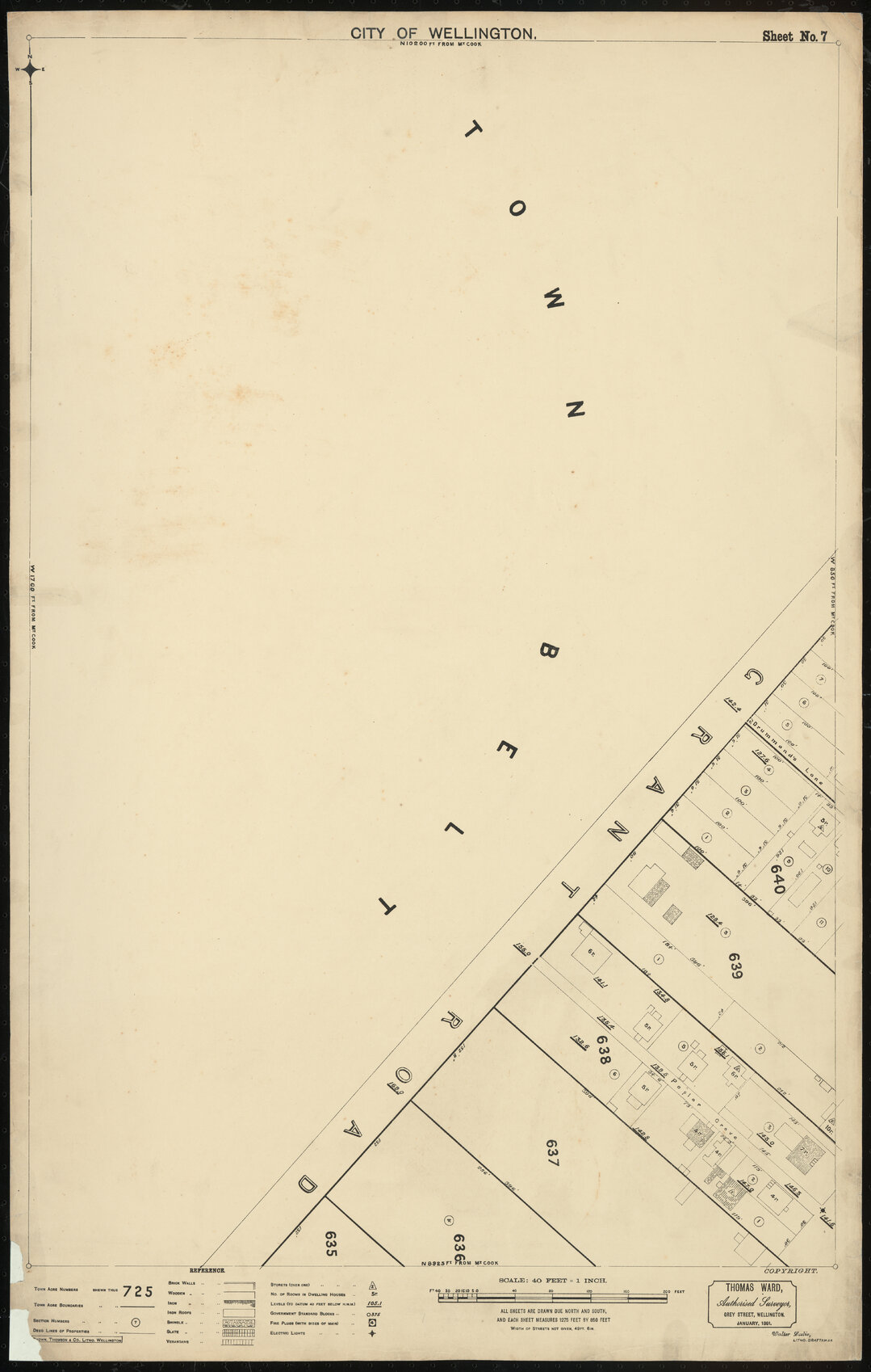 Thomas Ward survey map of Wellington City, sheet 7