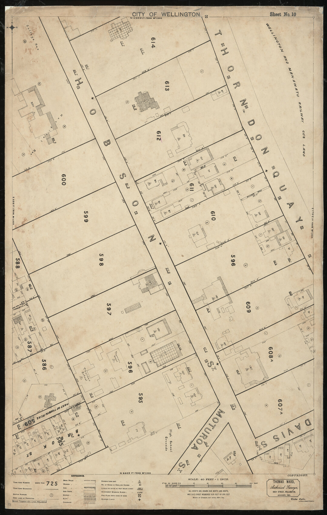 Thomas Ward survey map of Wellington City, sheet 10