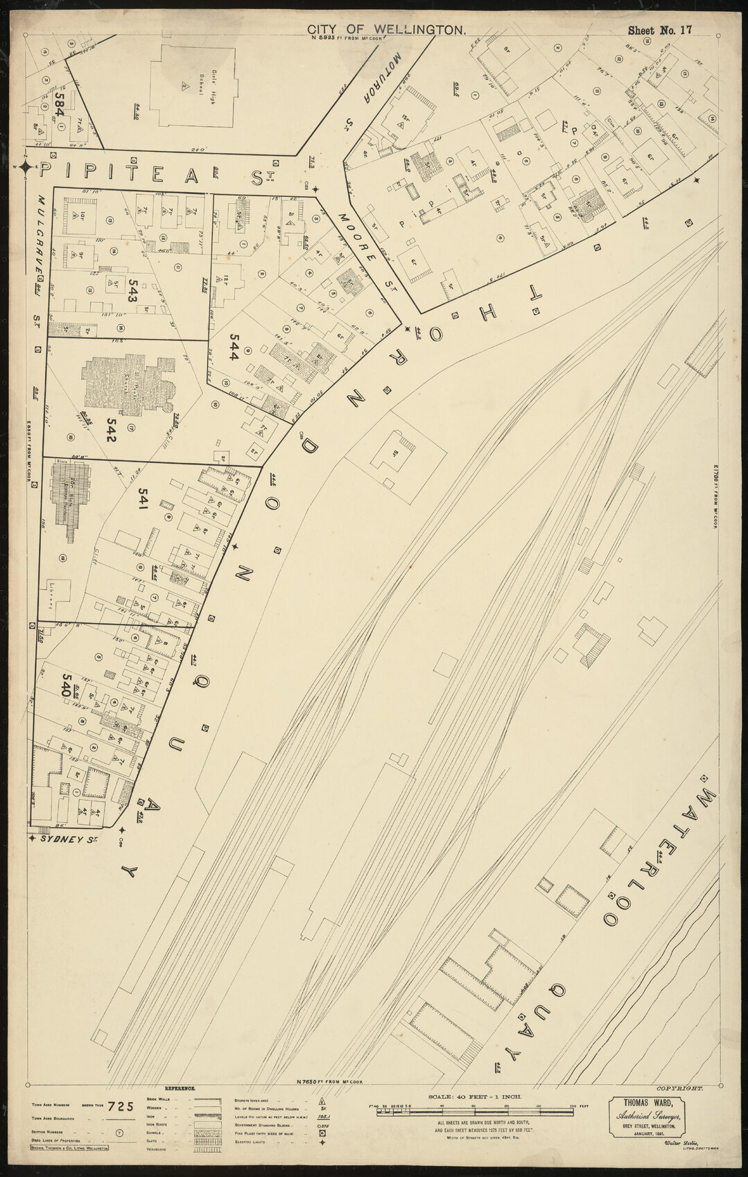 Thomas Ward survey map of Wellington City, sheet 17