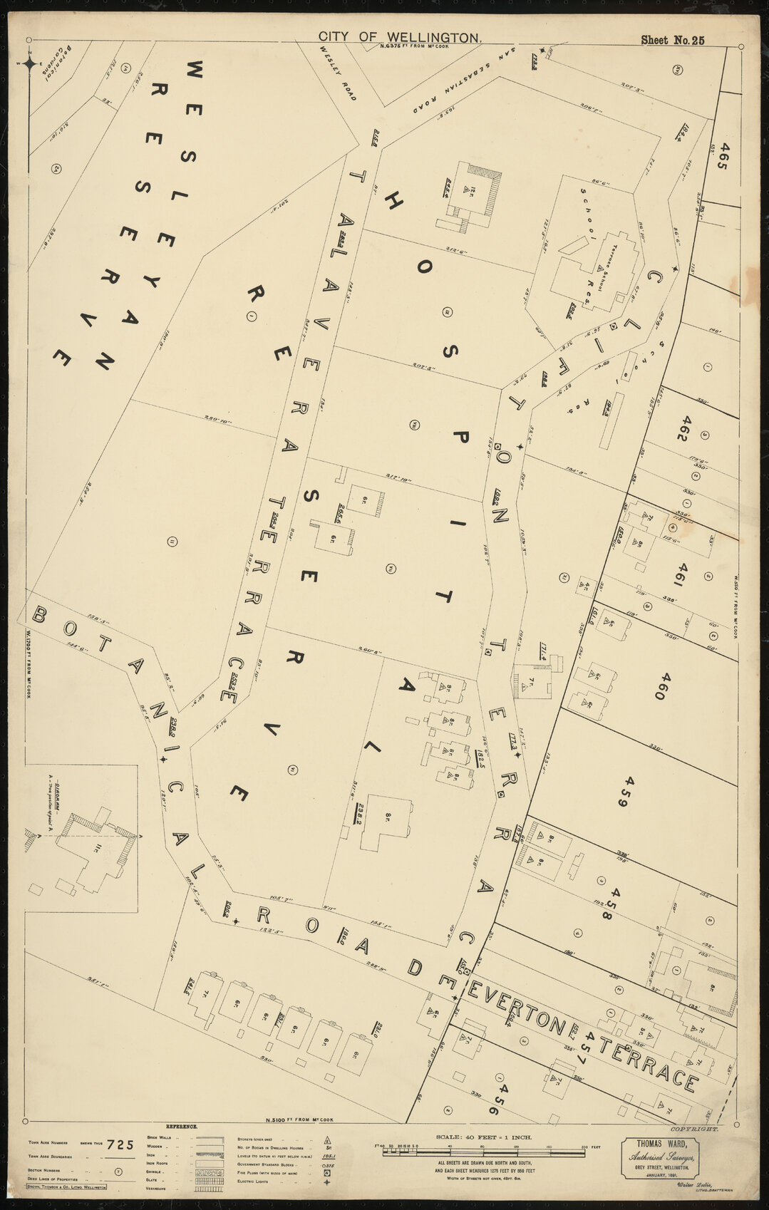Thomas Ward survey map of Wellington City, sheet 25