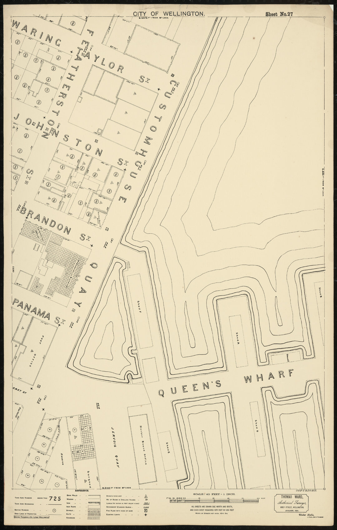 Thomas Ward survey map of Wellington City, sheet 27