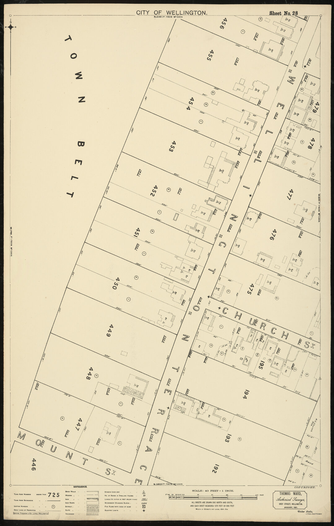 Thomas Ward survey map of Wellington City, sheet 28