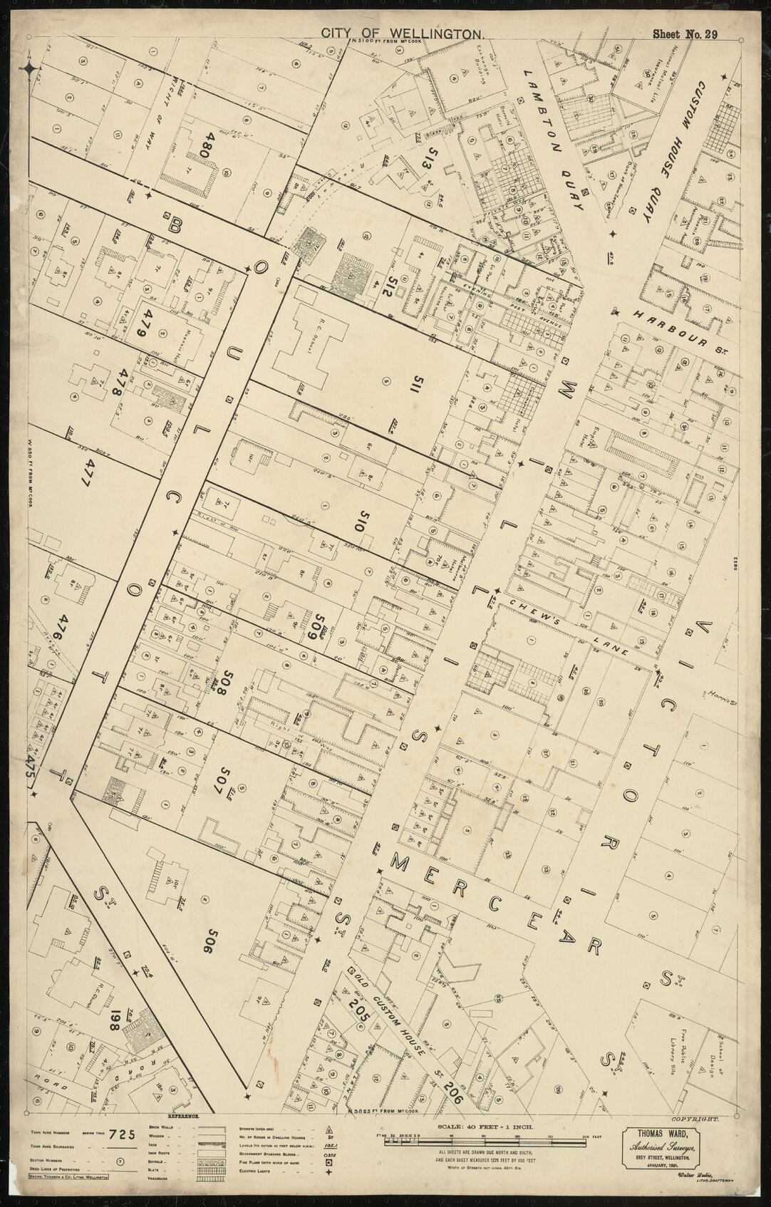 Thomas Ward survey map of Wellington City, sheet 29