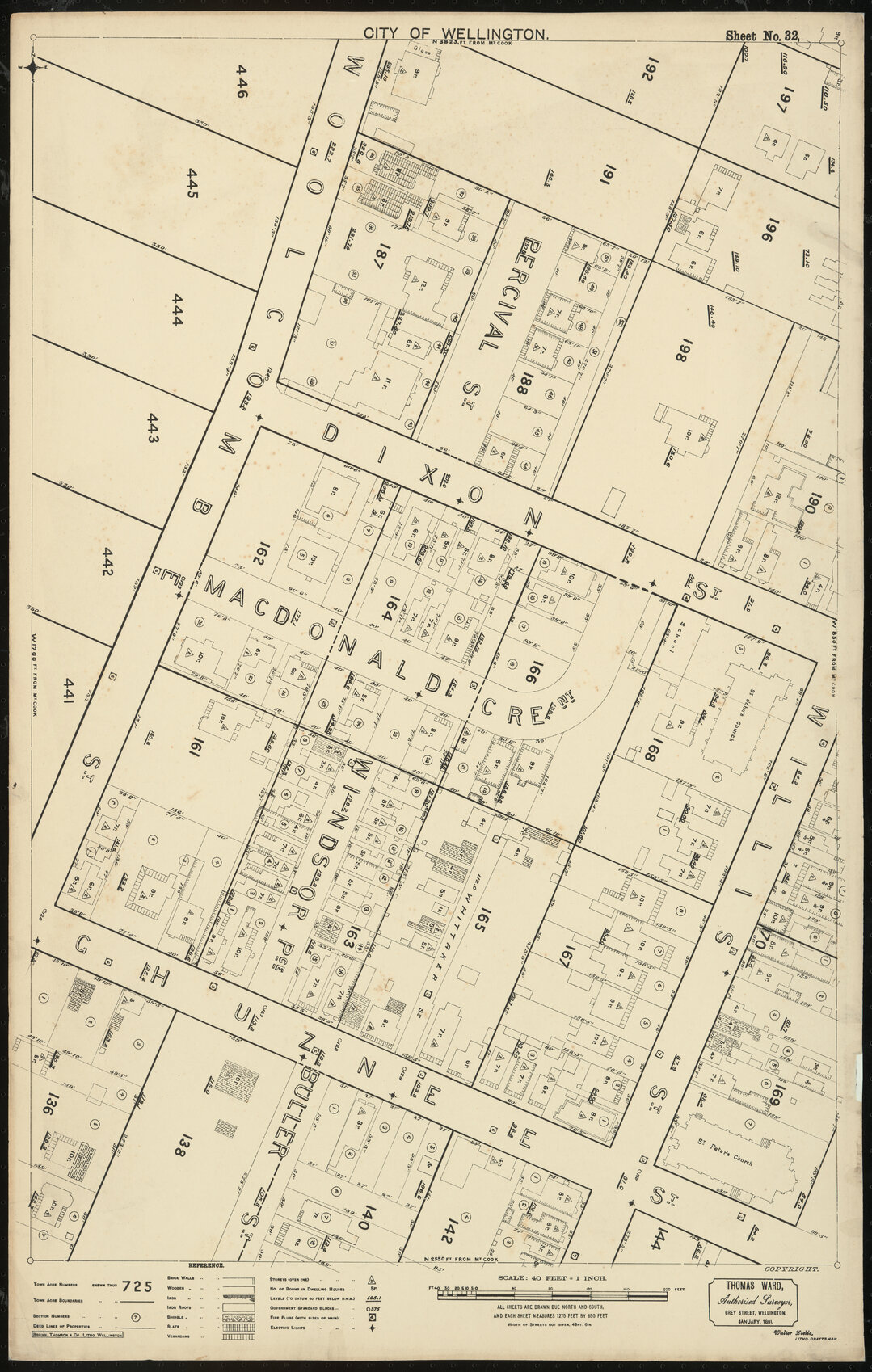 Thomas Ward survey map of Wellington City, sheet 32