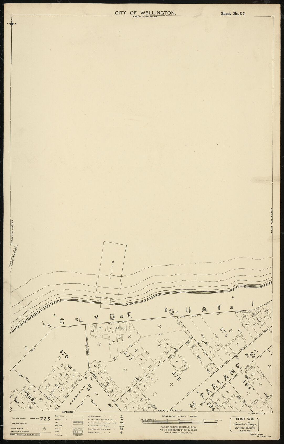 Thomas Ward survey map of Wellington City, sheet 37