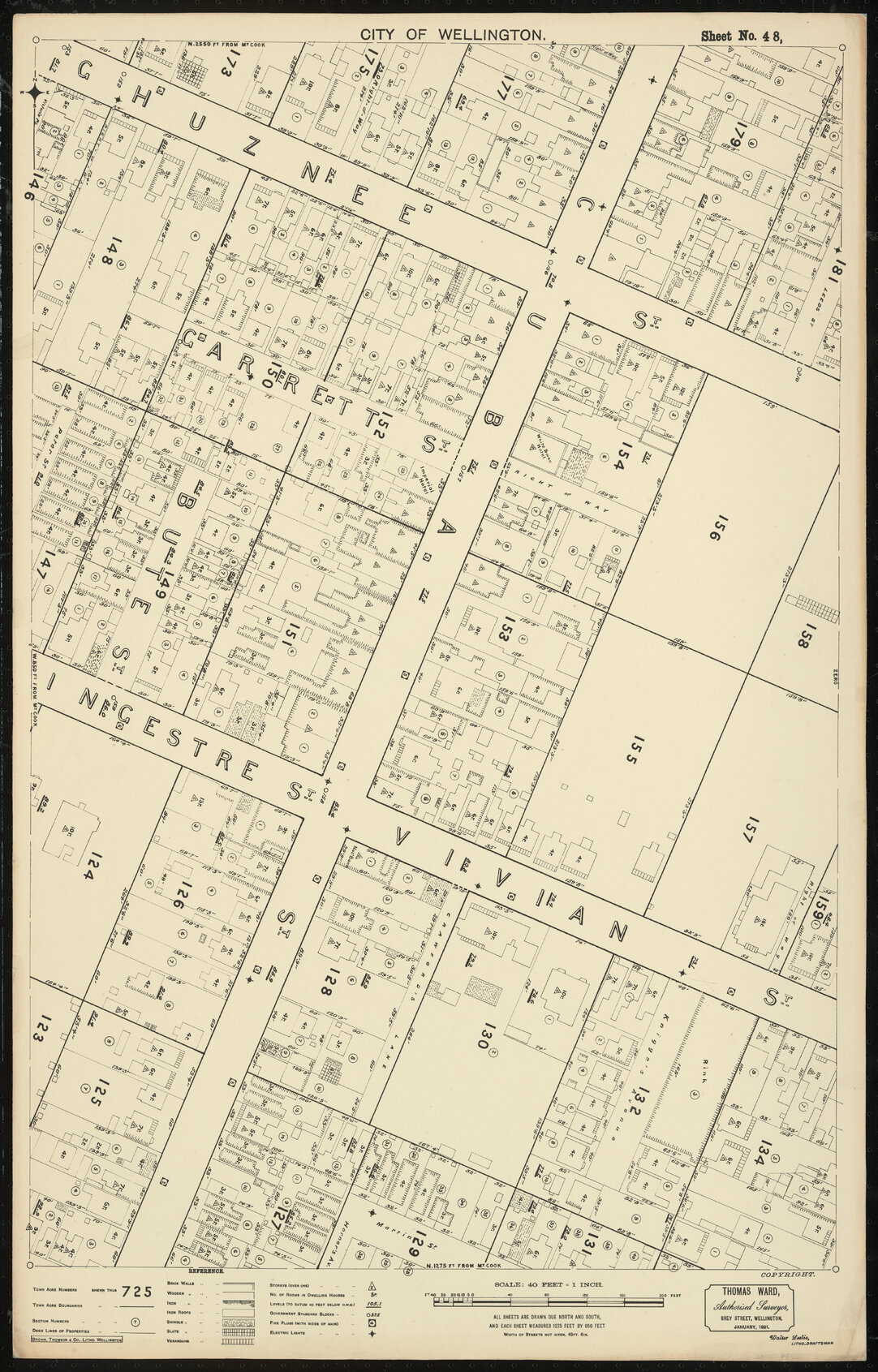 Thomas Ward survey map of Wellington City, sheet 48