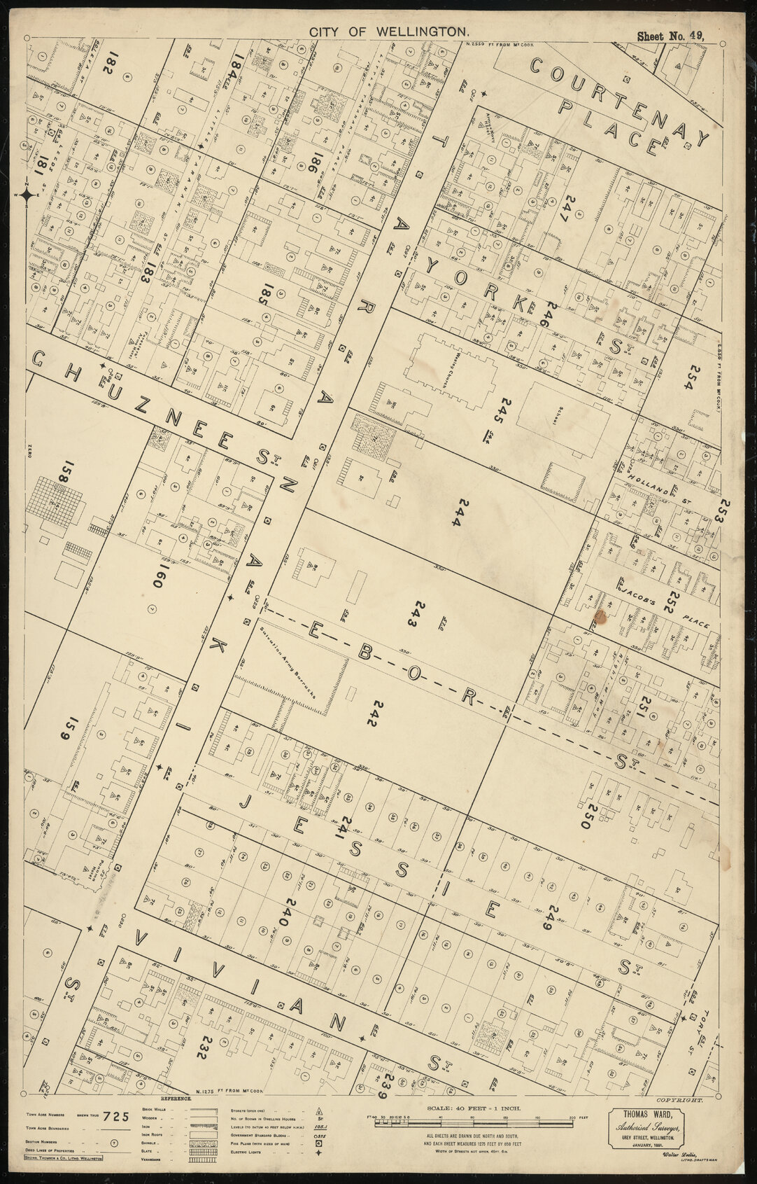 Thomas Ward survey map of Wellington City, sheet 49
