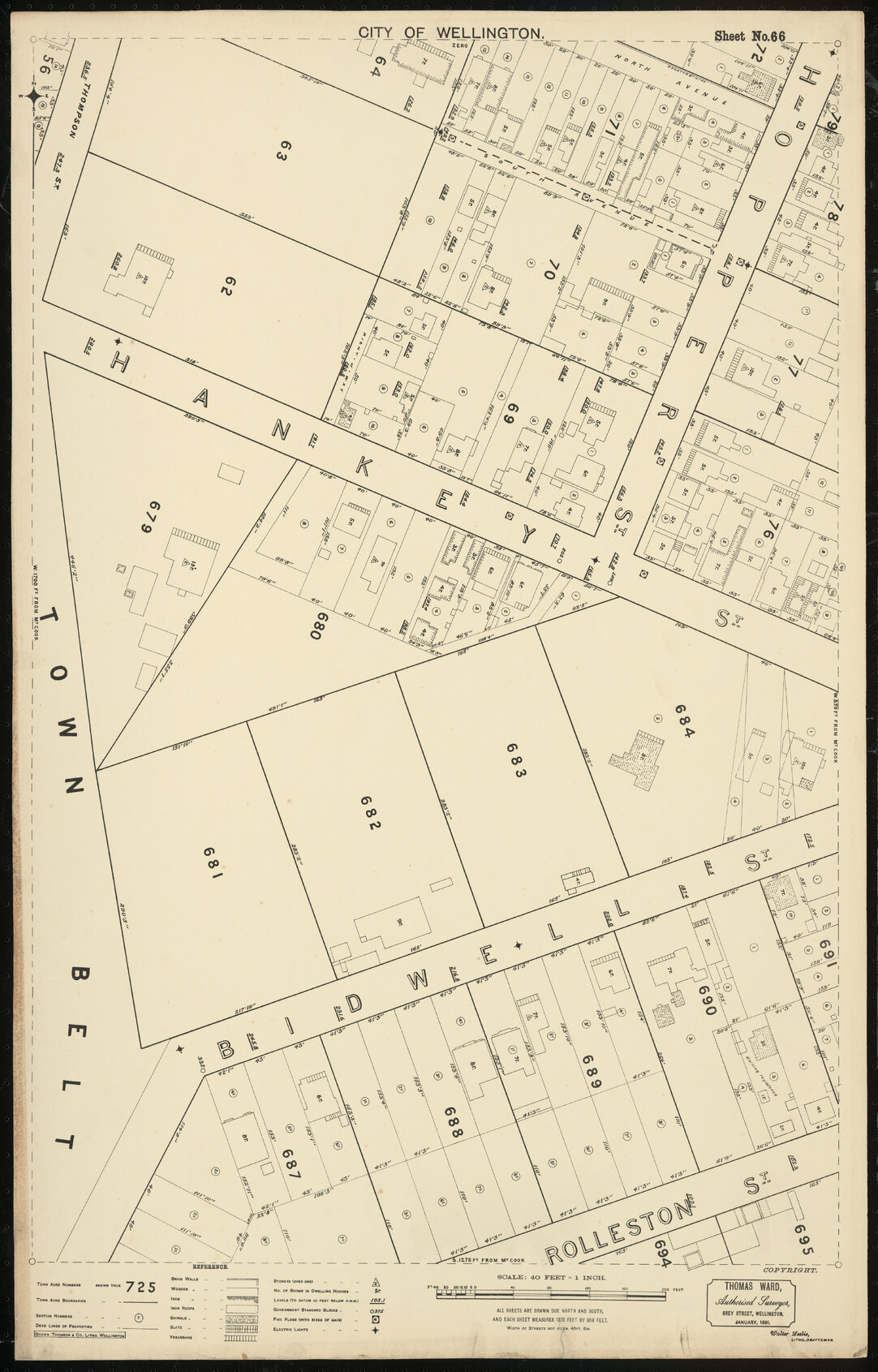 Thomas Ward survey map of Wellington City, sheet 66