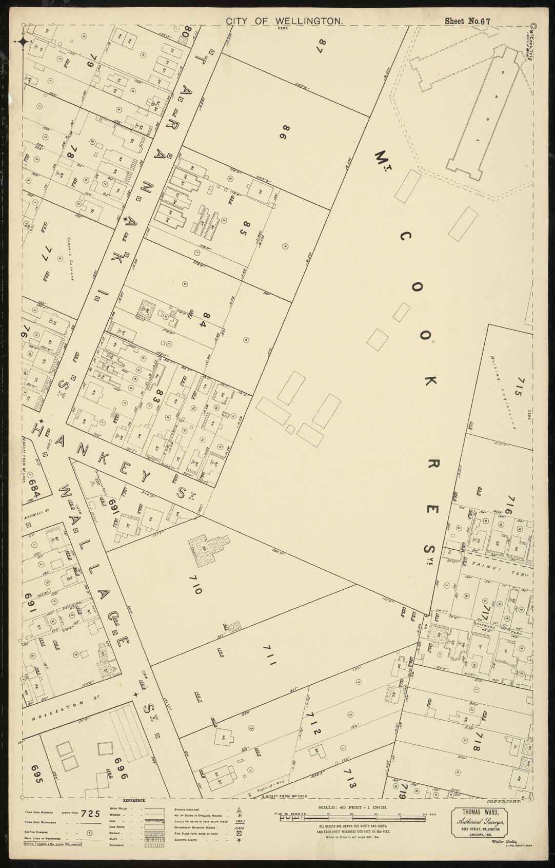 Thomas Ward survey map of Wellington City, sheet 67