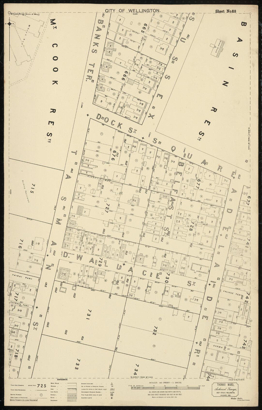 Thomas Ward survey map of Wellington City, sheet 68