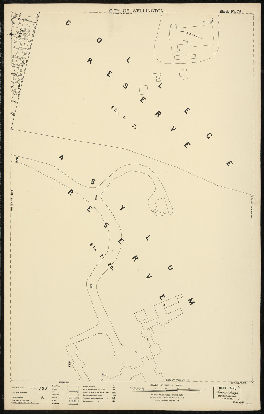 Thomas Ward survey map of Wellington City, sheet 76