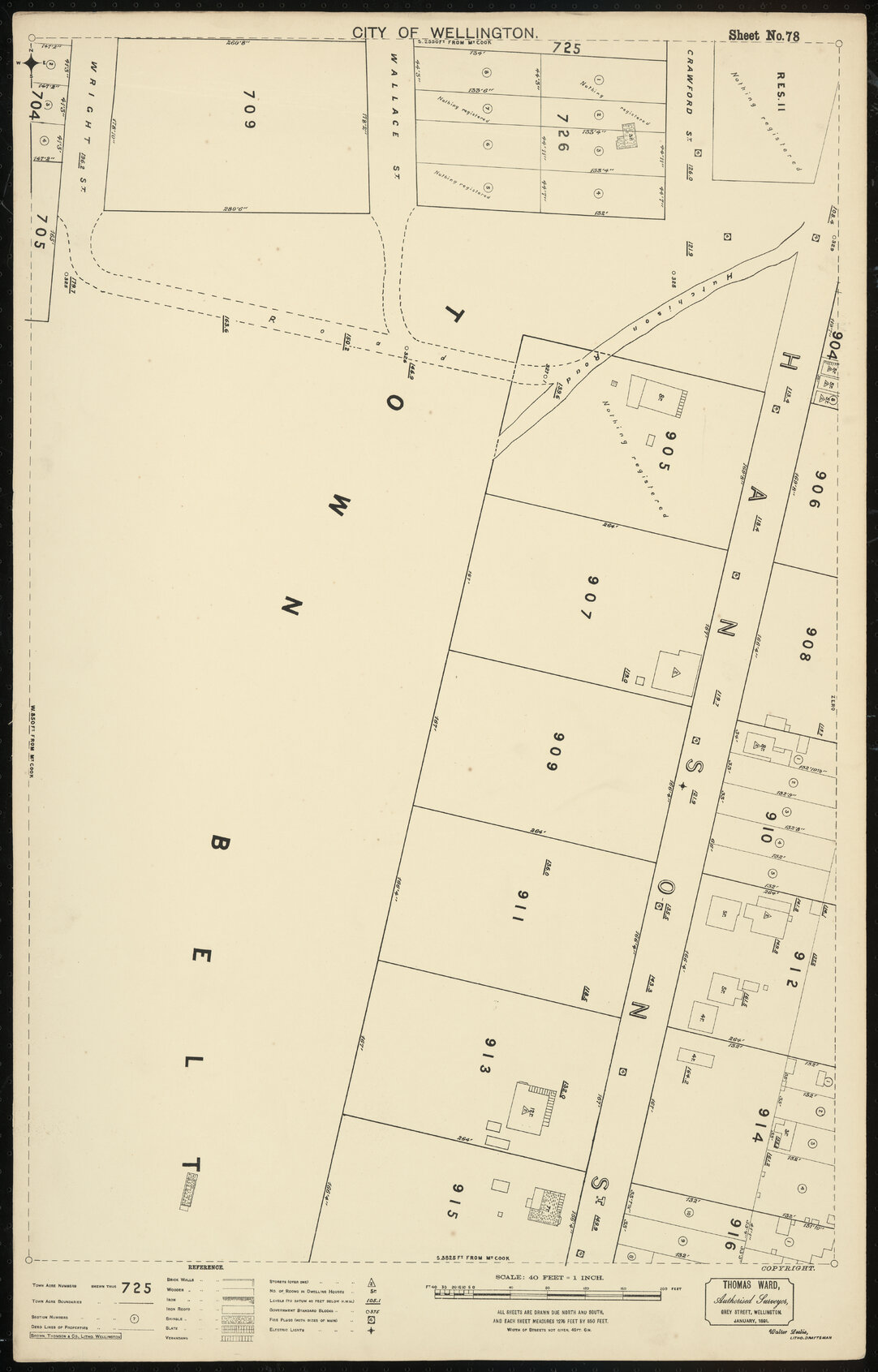 Thomas Ward survey map of Wellington City, sheet 78