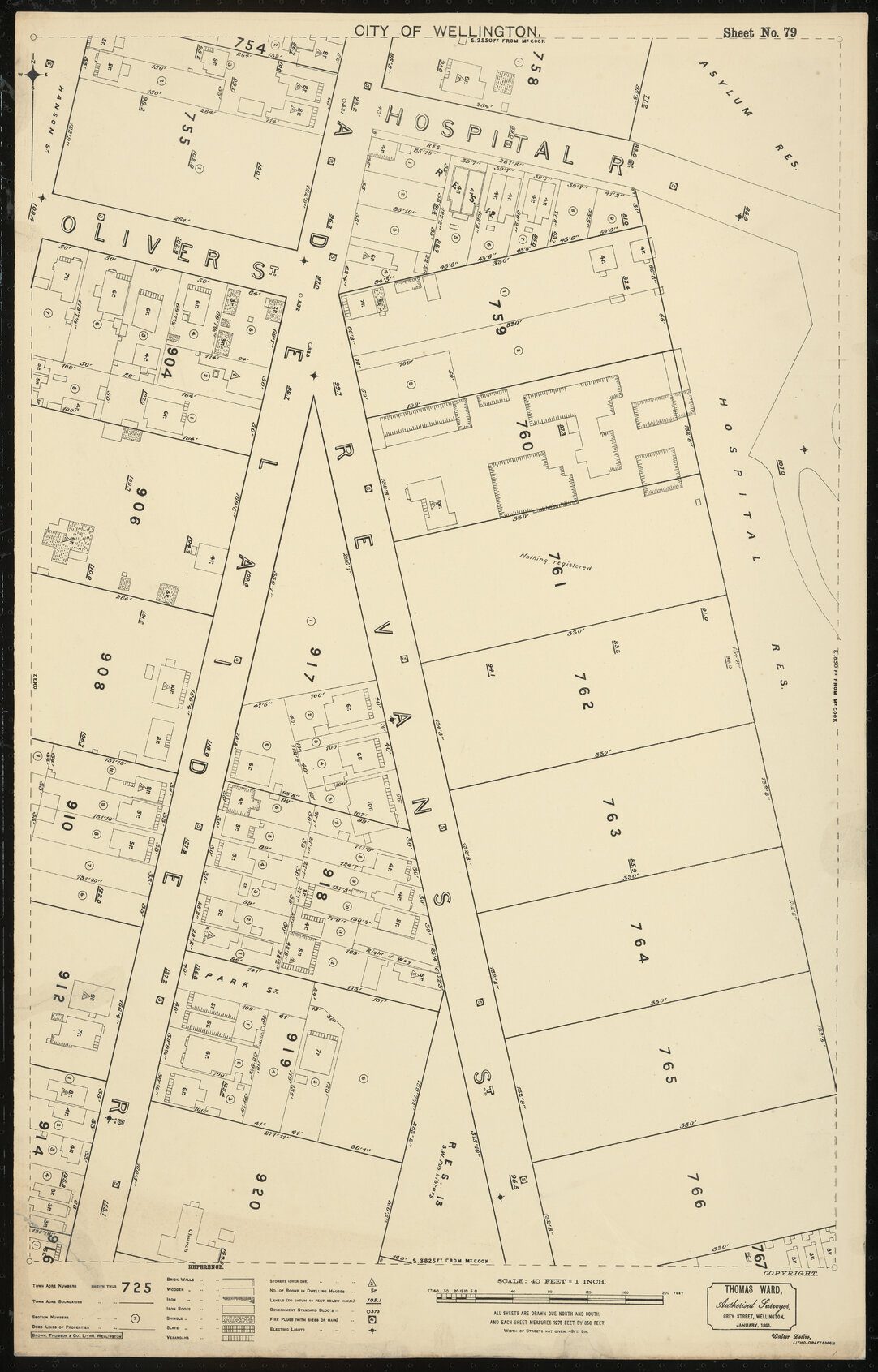 Thomas Ward survey map of Wellington City, sheet 79