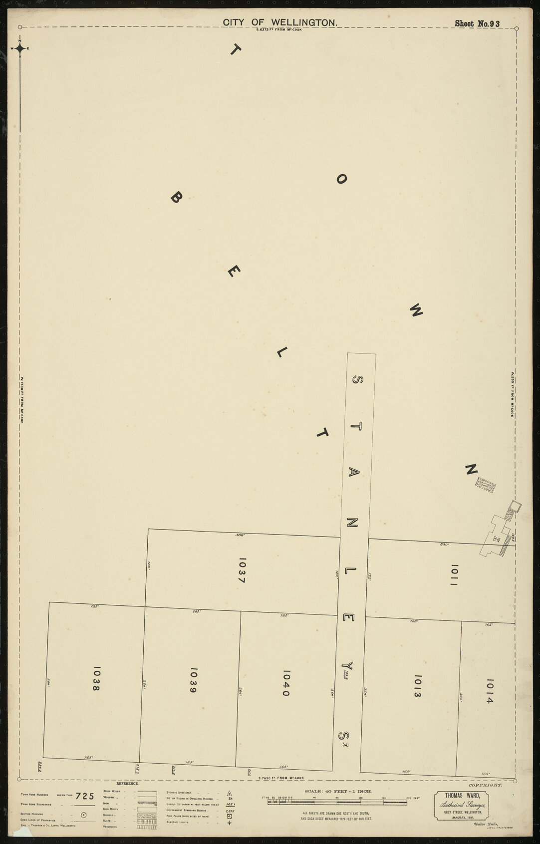 Thomas Ward survey map of Wellington City, sheet 93