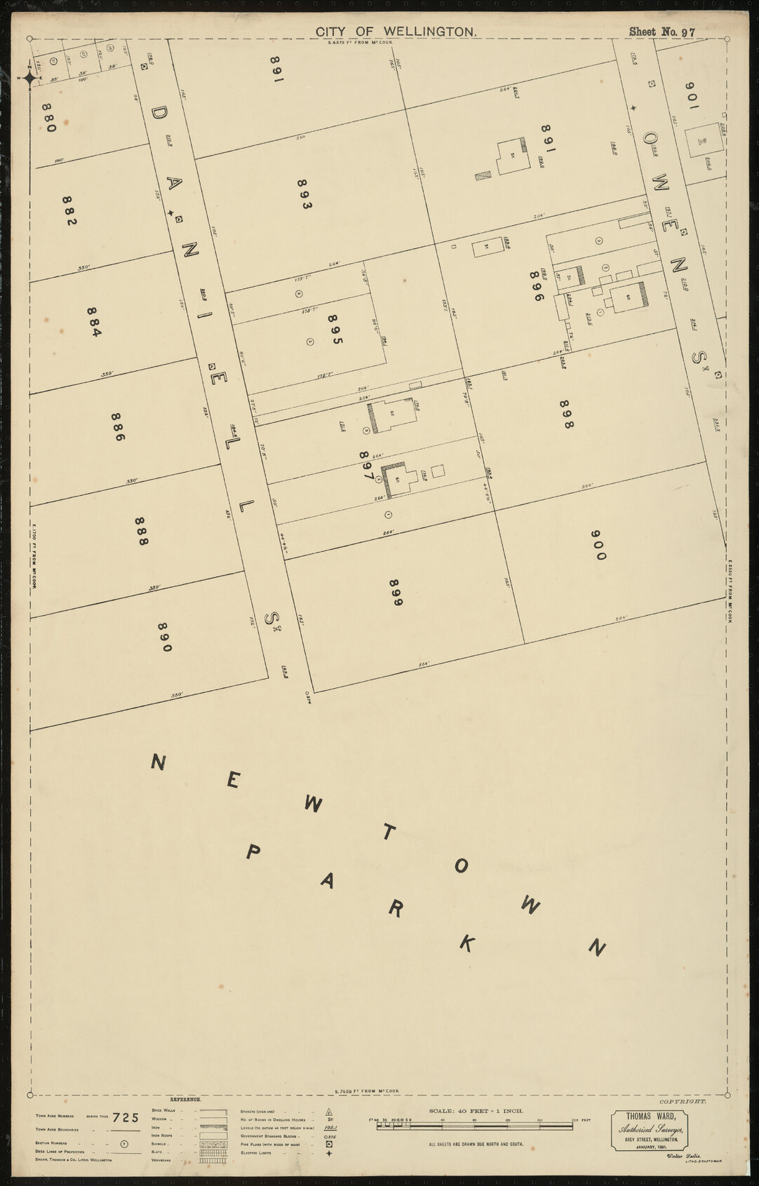 Thomas Ward survey map of Wellington City, sheet 97