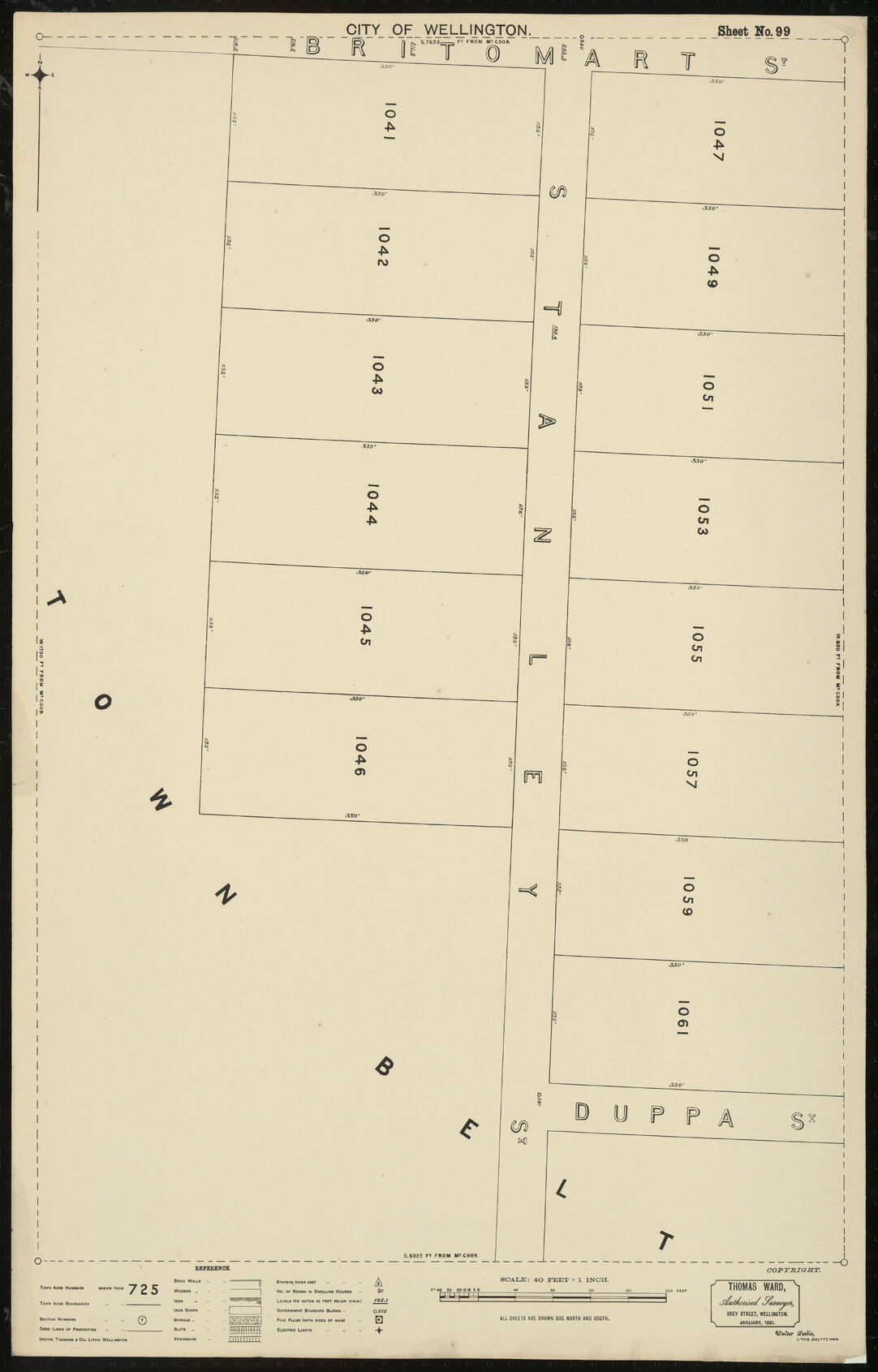 Thomas Ward survey map of Wellington City, sheet 99