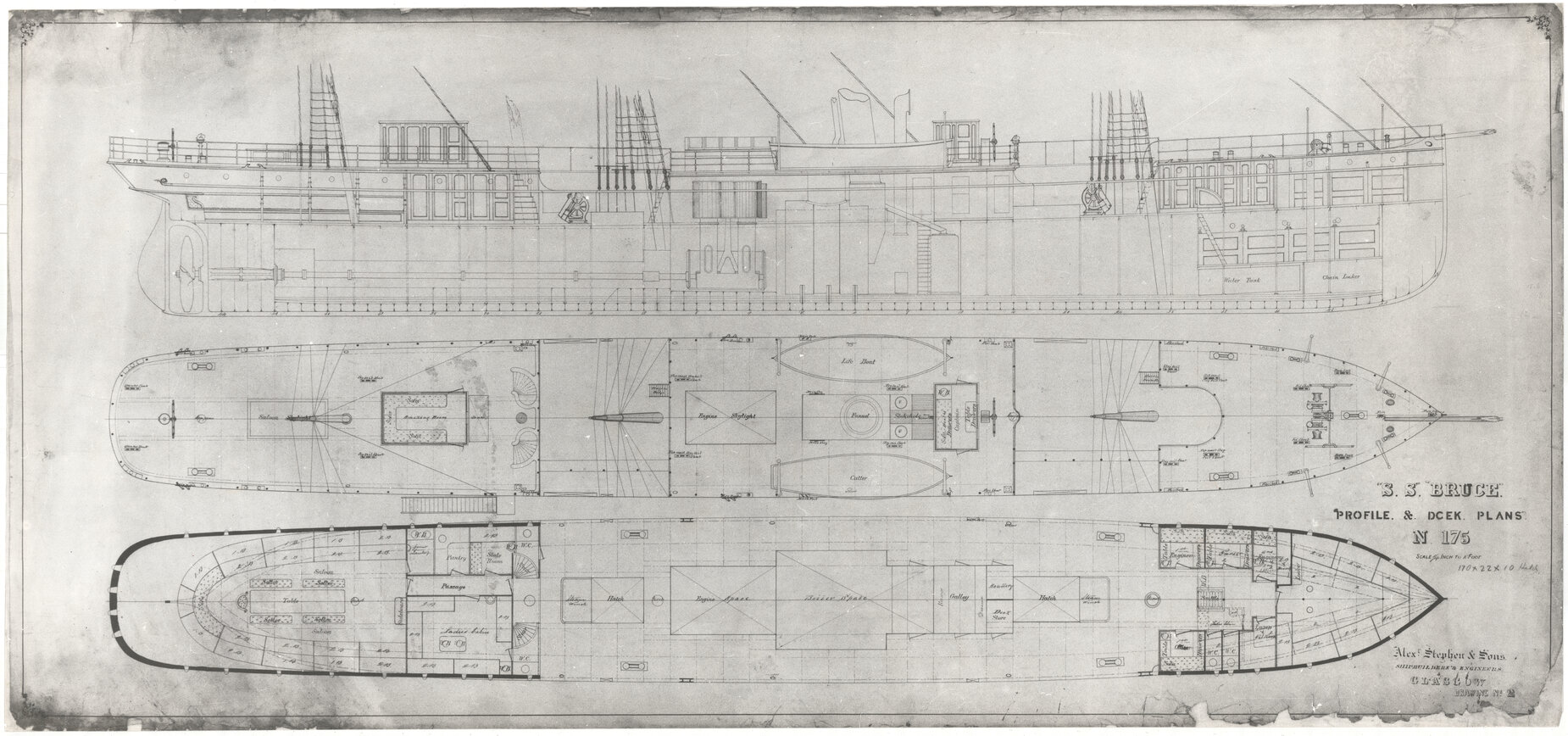 SS Bruce, profile and deck plans