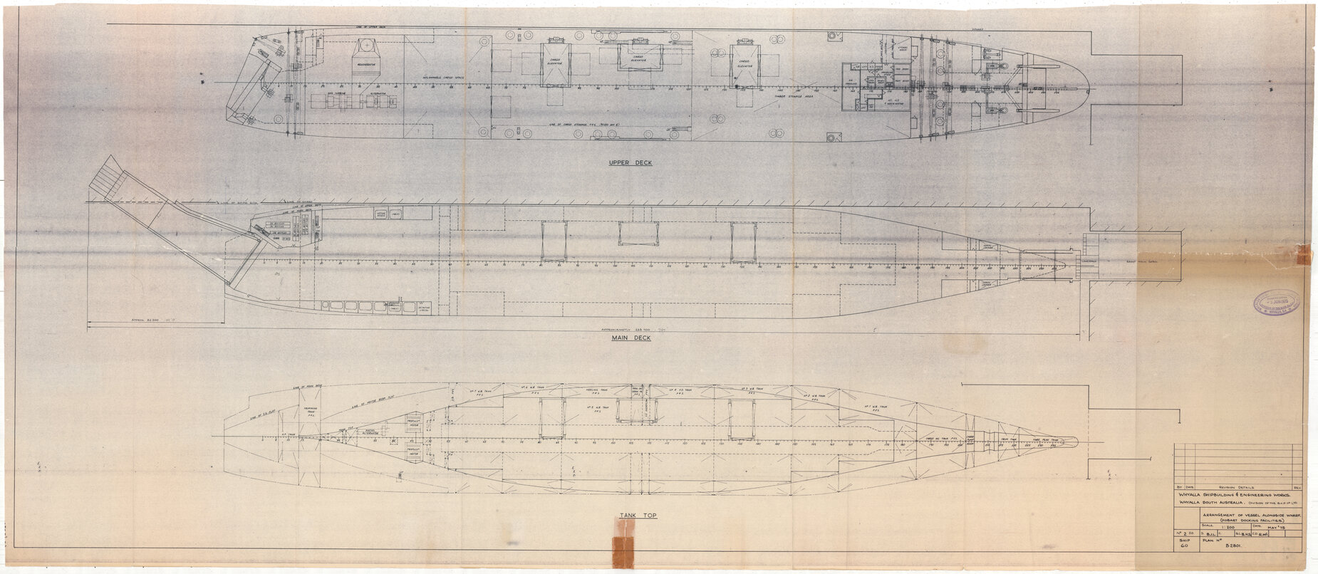 Union Rotorua, arrangement of vessel alongside wharf (Hobart docking facilities)