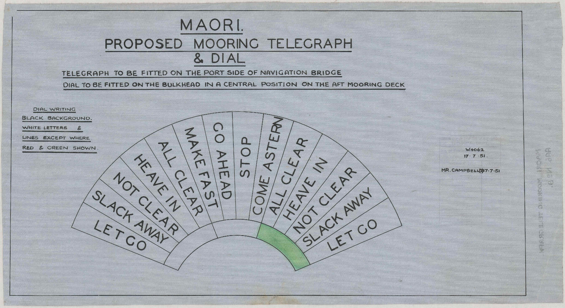 [TEV] Maori, proposed mooring telegraph and dial