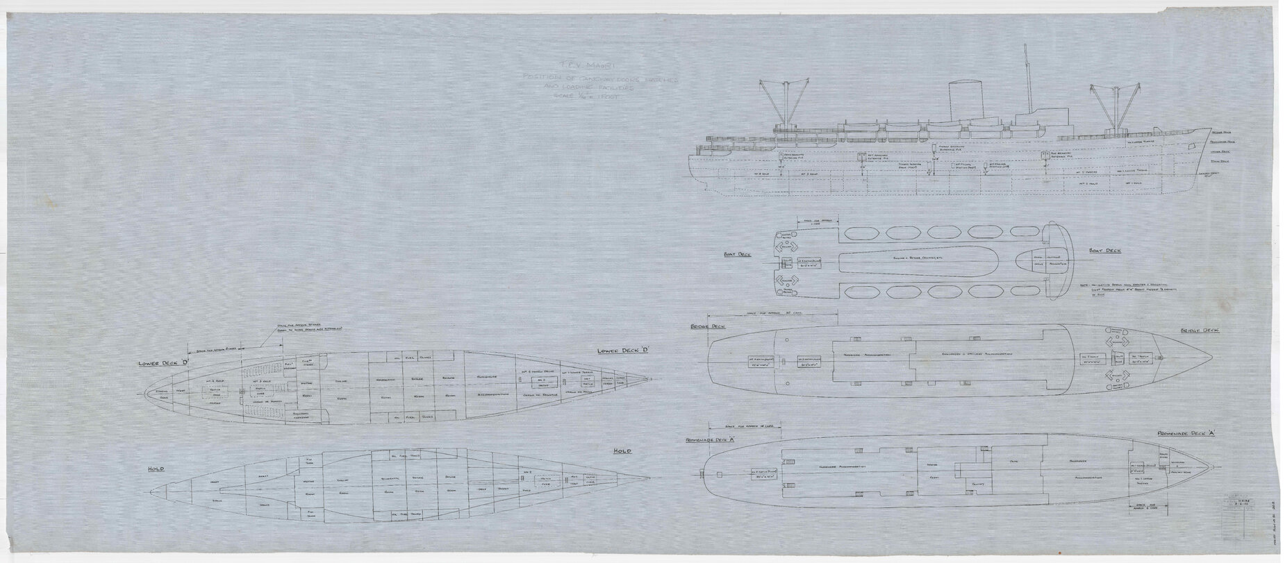 TEV Maori, position of gangway doors, hatches and locking facilities