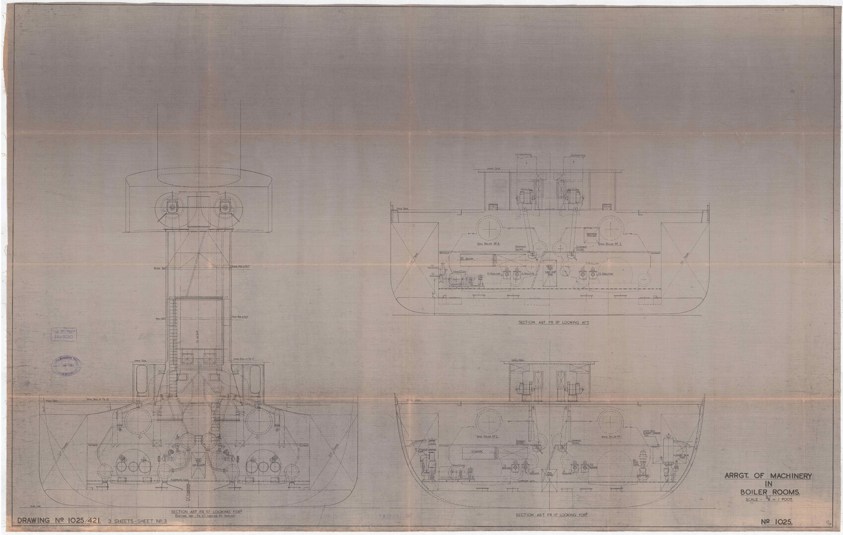 TEV Maori, arrangement of machinery in boiler rooms