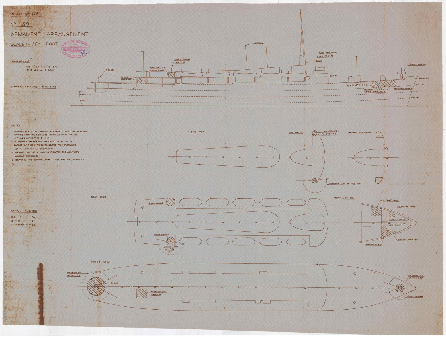 TEV Maori, armament arrangement