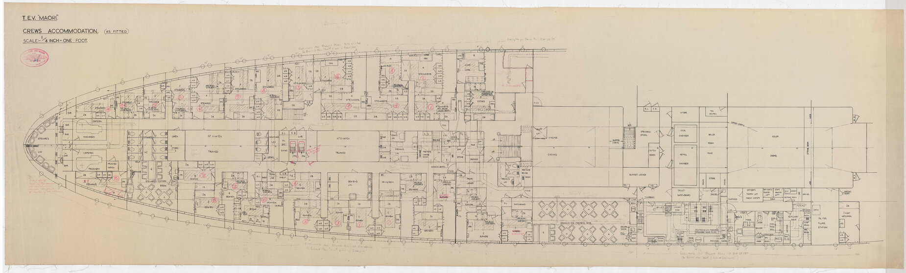 TEV Maori, crews accomodation (as fitted)