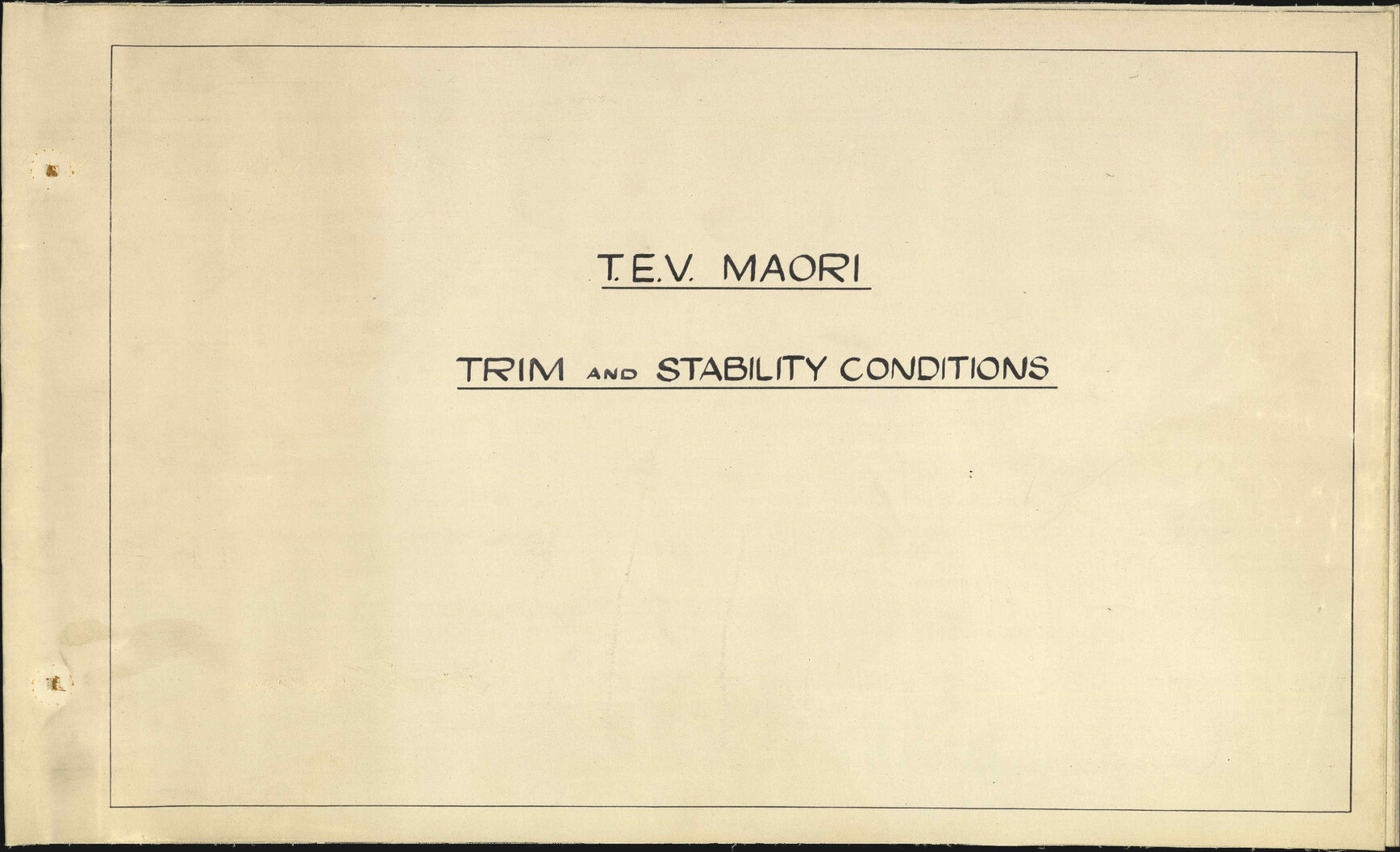 TEV Maori, trim and stability conditions booklet