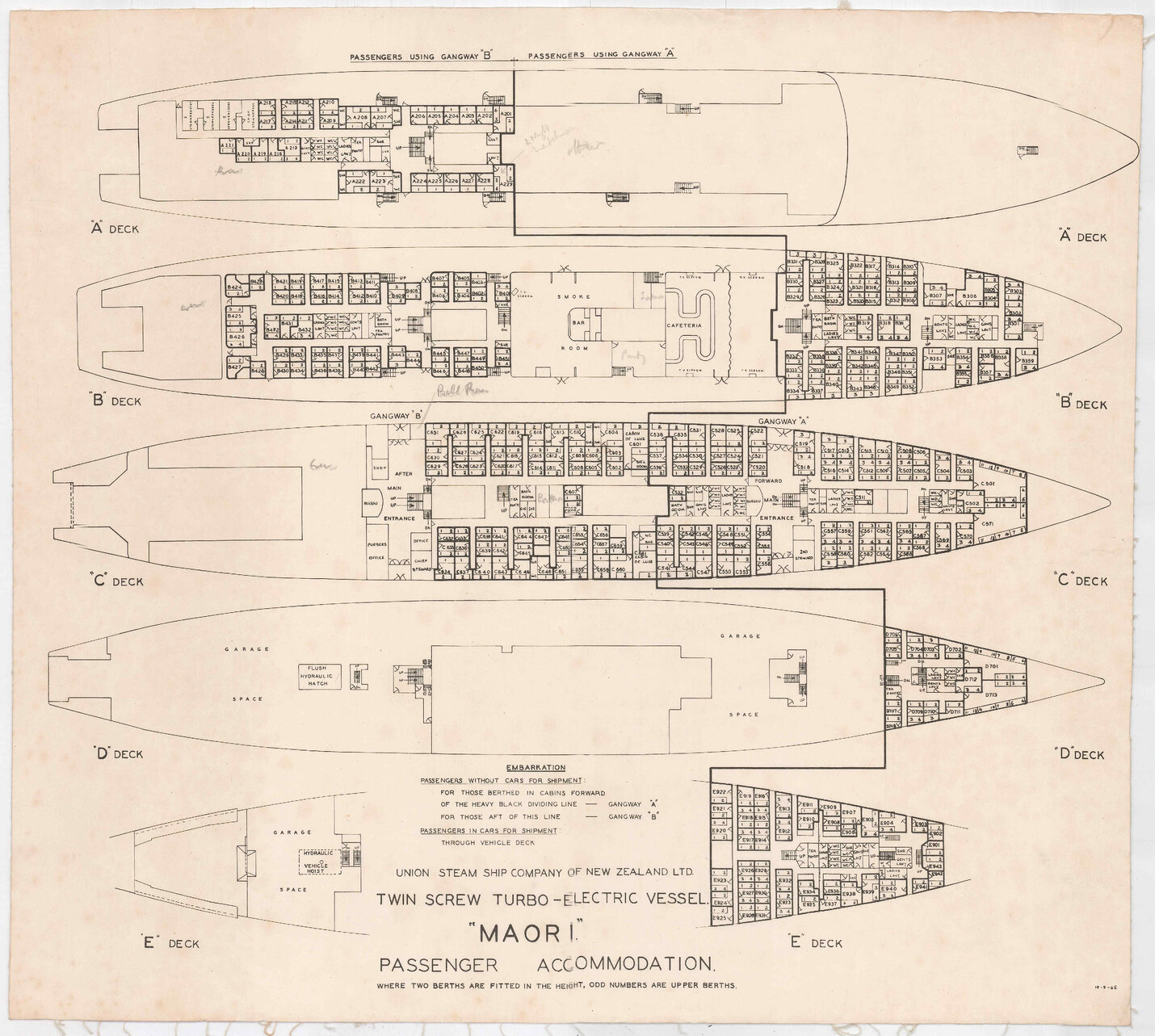 TEV Maori, passenger accomodation